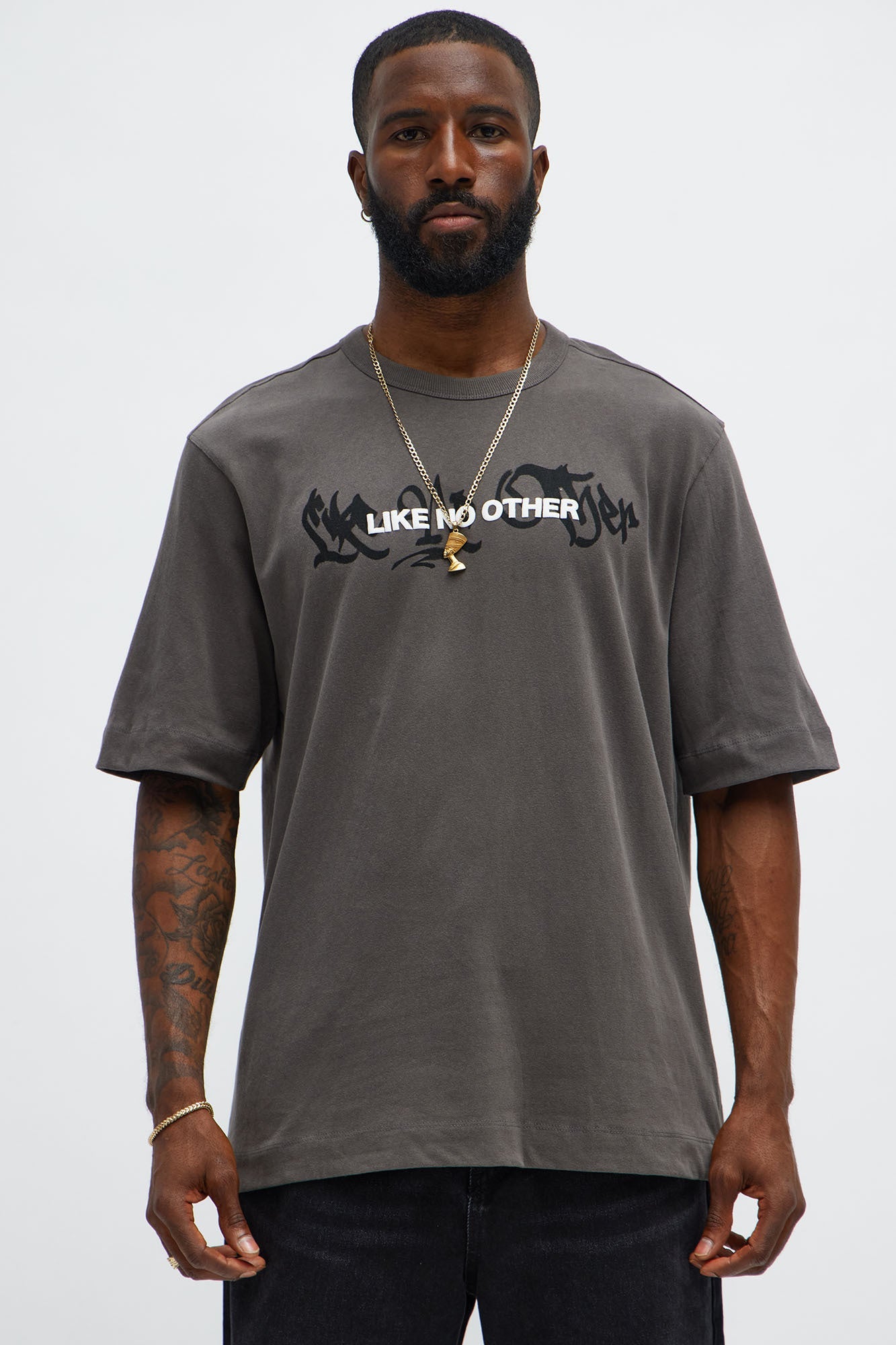Like No Other Oversized Short Sleeve Tee - Dark Grey