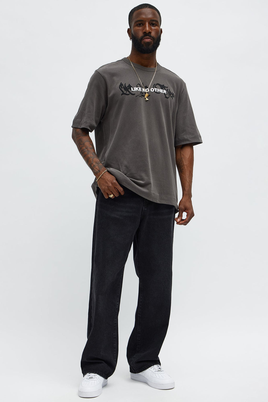Like No Other Oversized Short Sleeve Tee - Dark Grey
