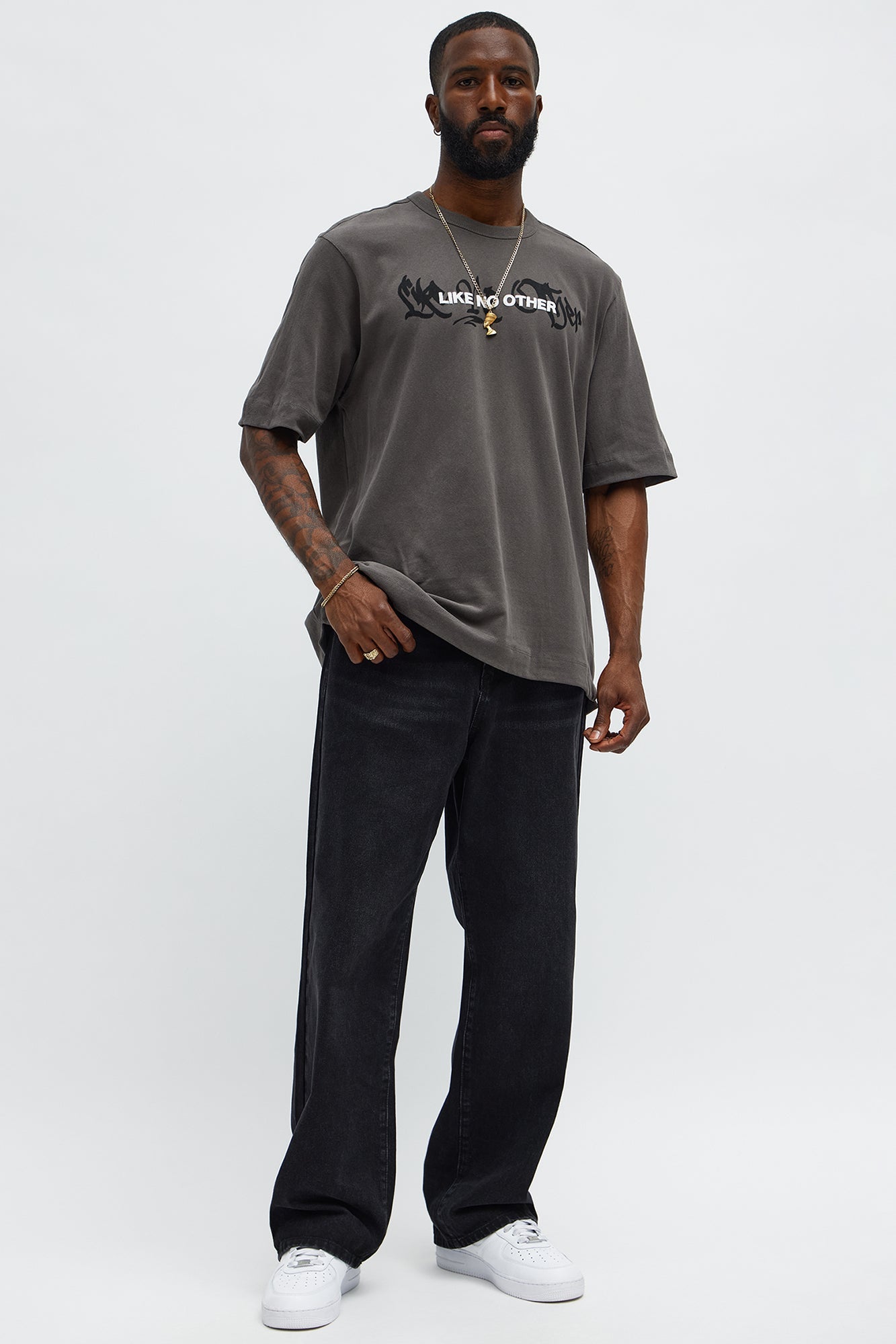 Like No Other Oversized Short Sleeve Tee - Dark Grey