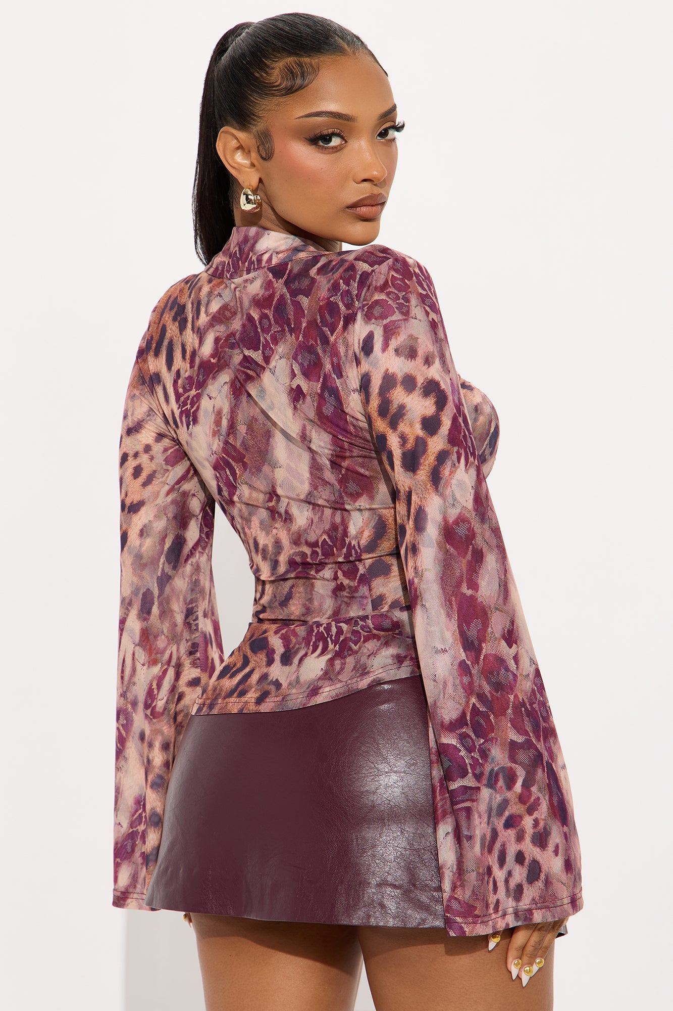 Forbidden Lace Up Mesh Top - Brown/combo