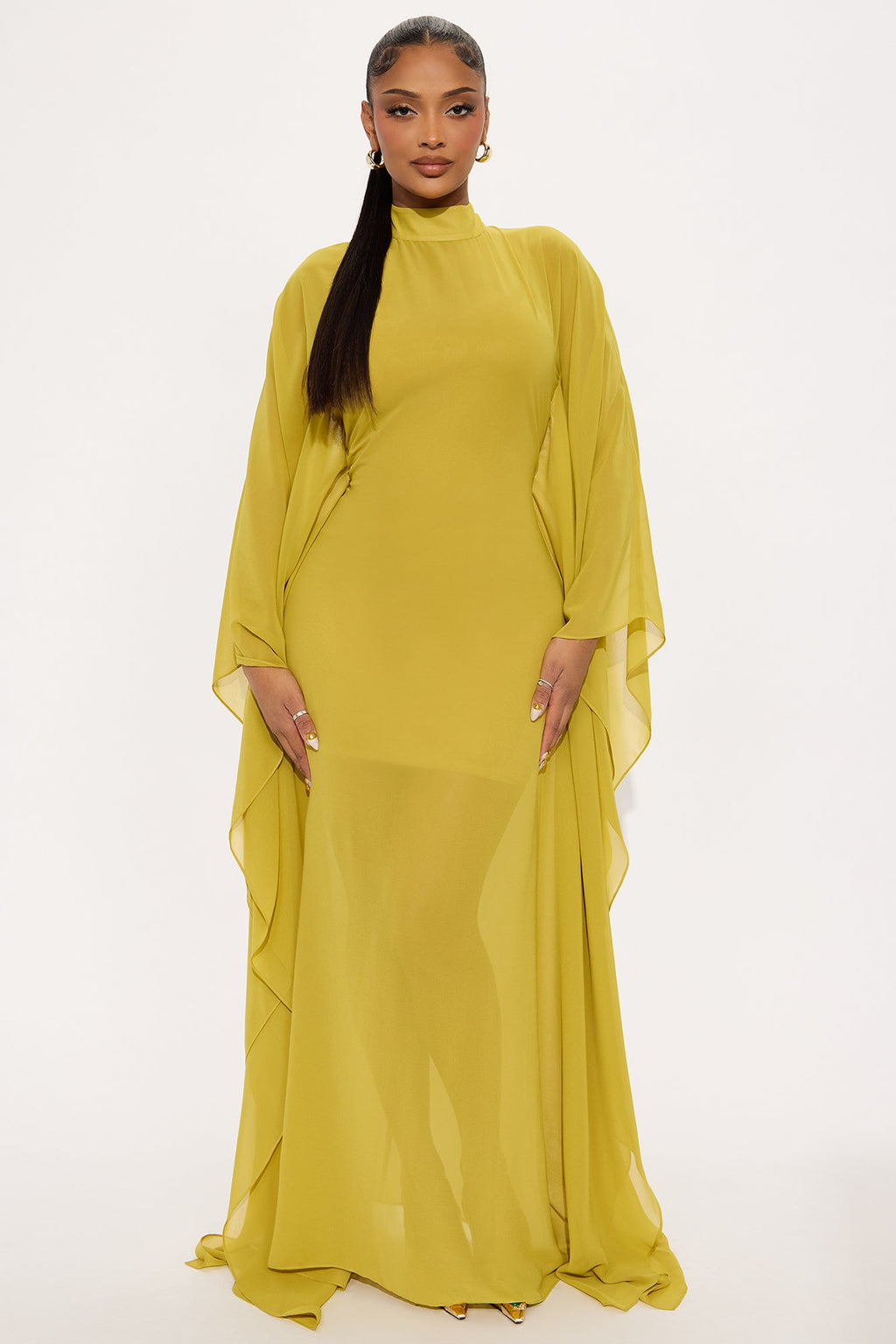 Flying High Chiffon Maxi Dress - Chartreuse