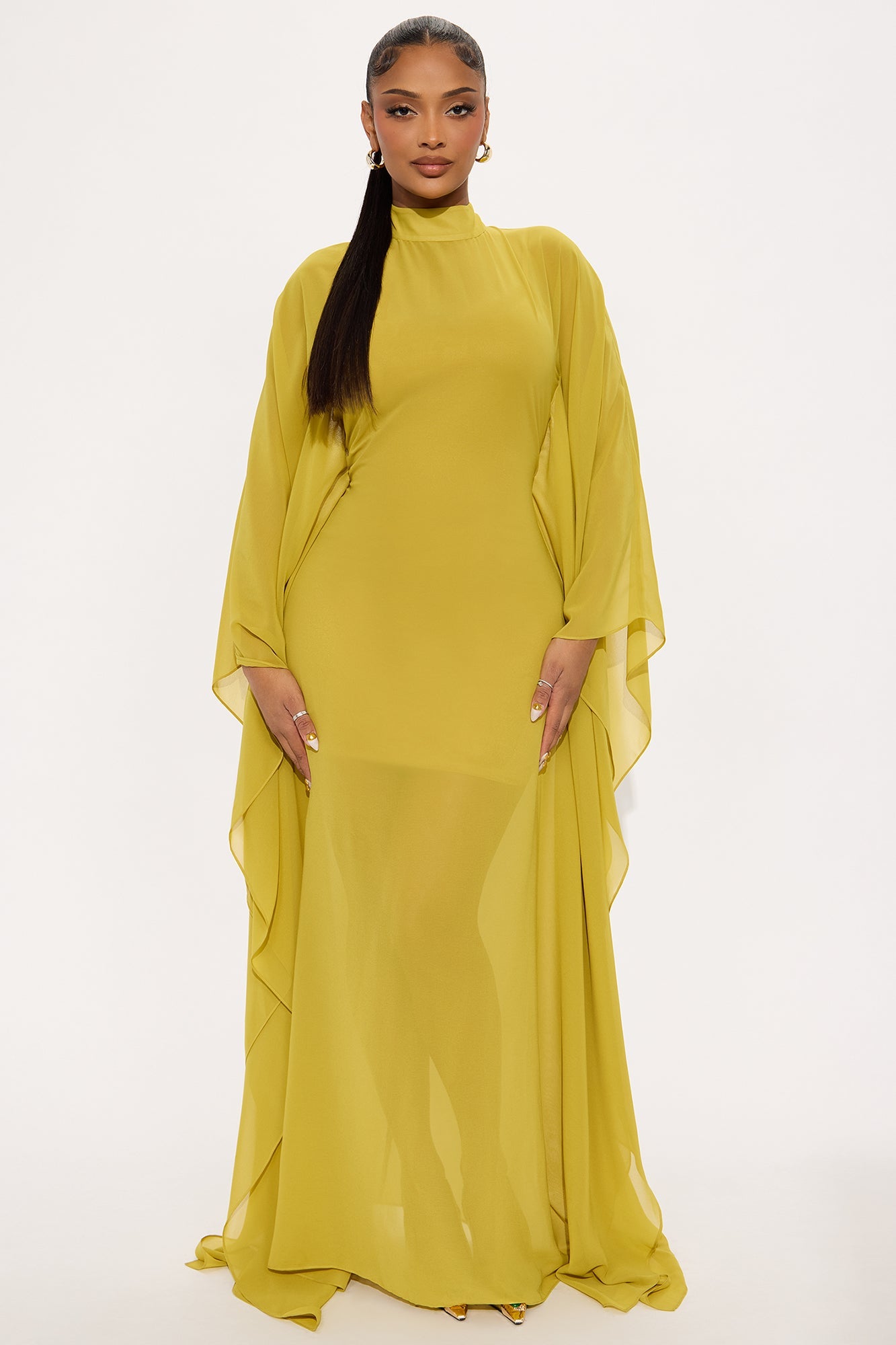 Flying High Chiffon Maxi Dress - Chartreuse