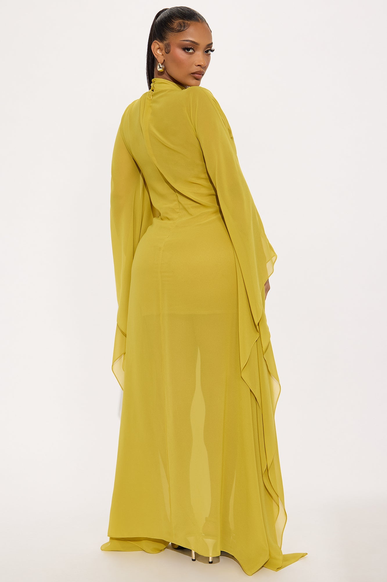 Flying High Chiffon Maxi Dress - Chartreuse