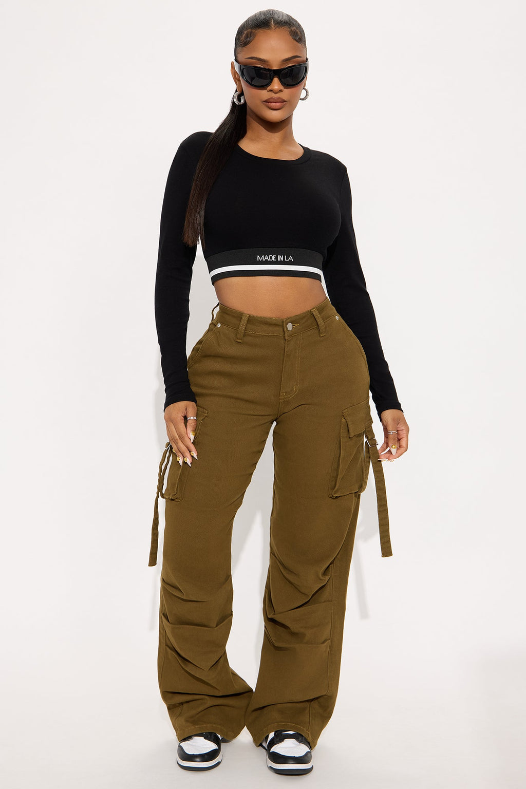 Made In LA Long Sleeve Baby Tee - Black/combo