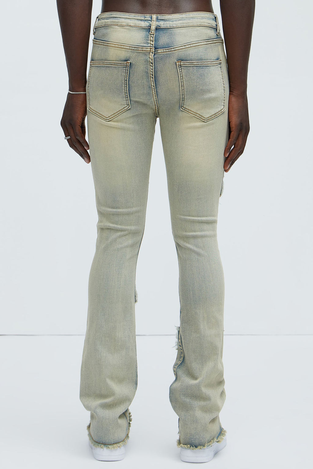 Get Started Cargo Stacked Skinny Flare Jeans - Medium Wash