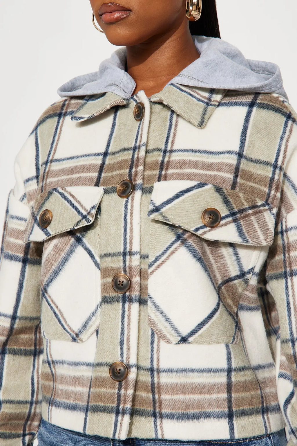 Cabin Comfort Plaid Shacket - Brown/combo 