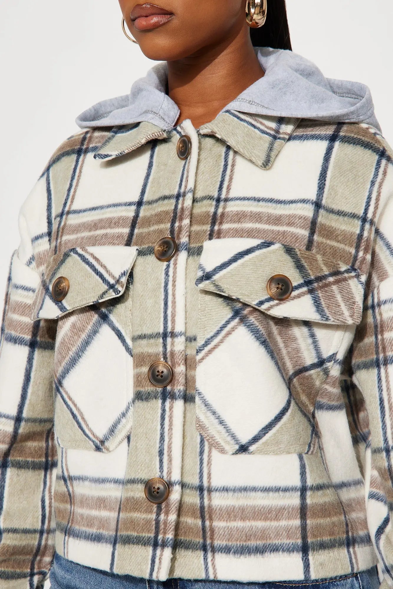 Cabin Comfort Plaid Shacket - Brown/combo 