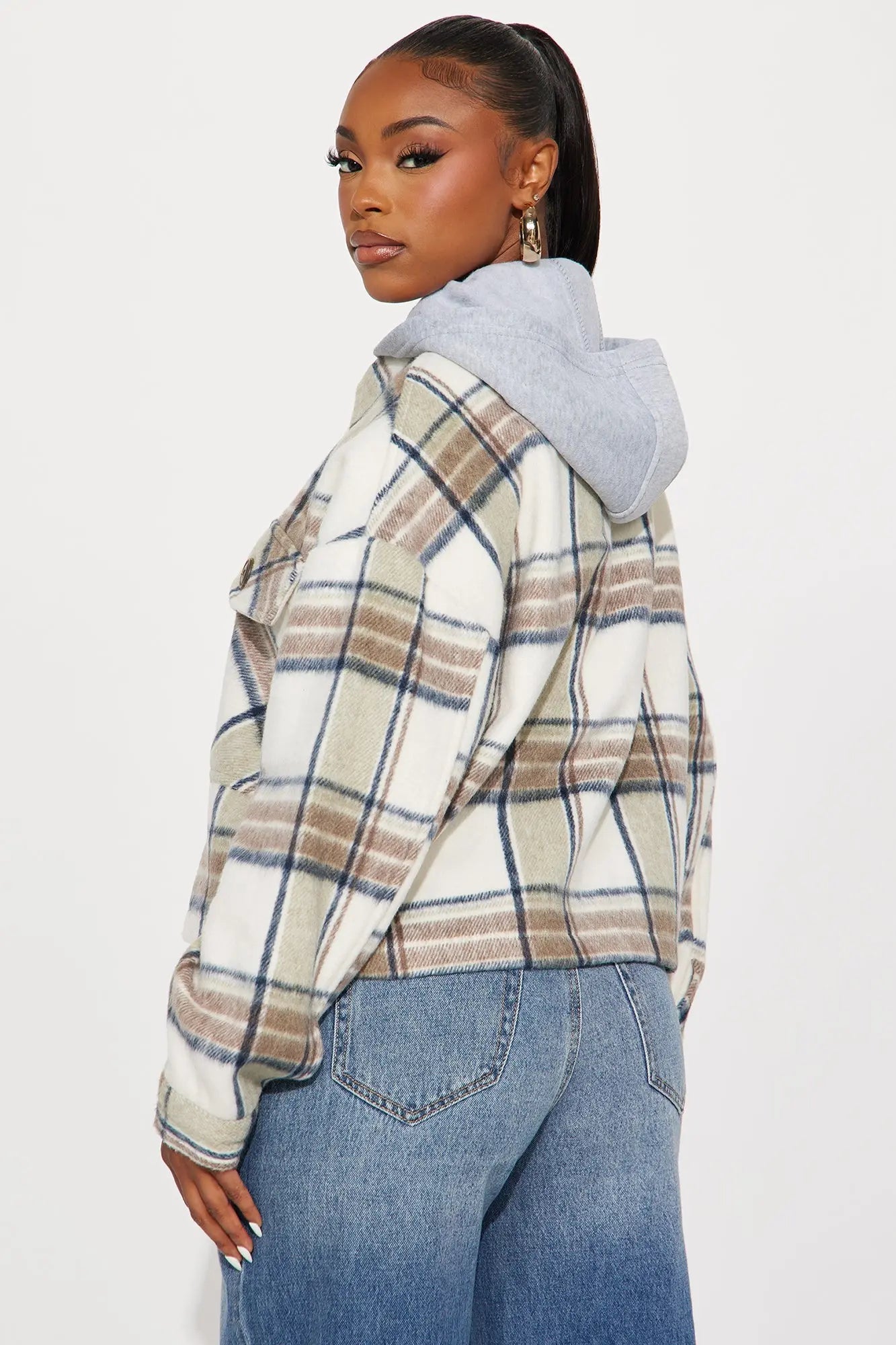 Cabin Comfort Plaid Shacket - Brown/combo 