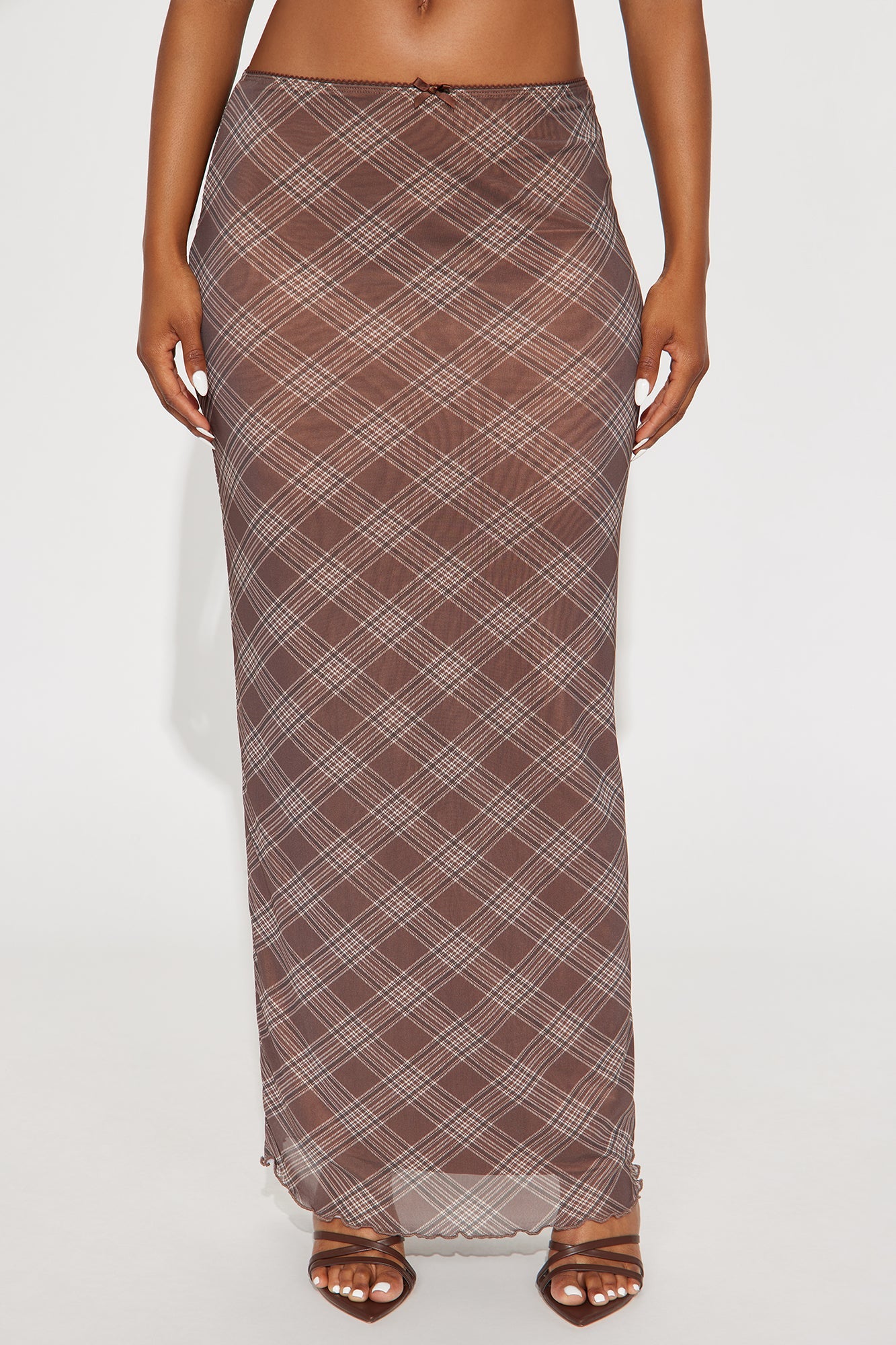 Bridgette Plaid Maxi Skirt - Brown/combo