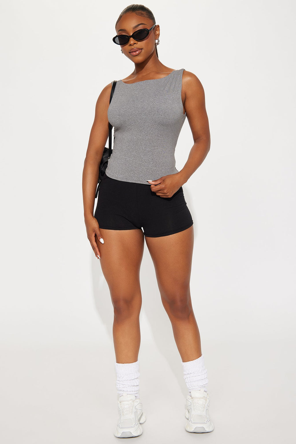 Collette Sleeveless Twist Top - Heather Grey
