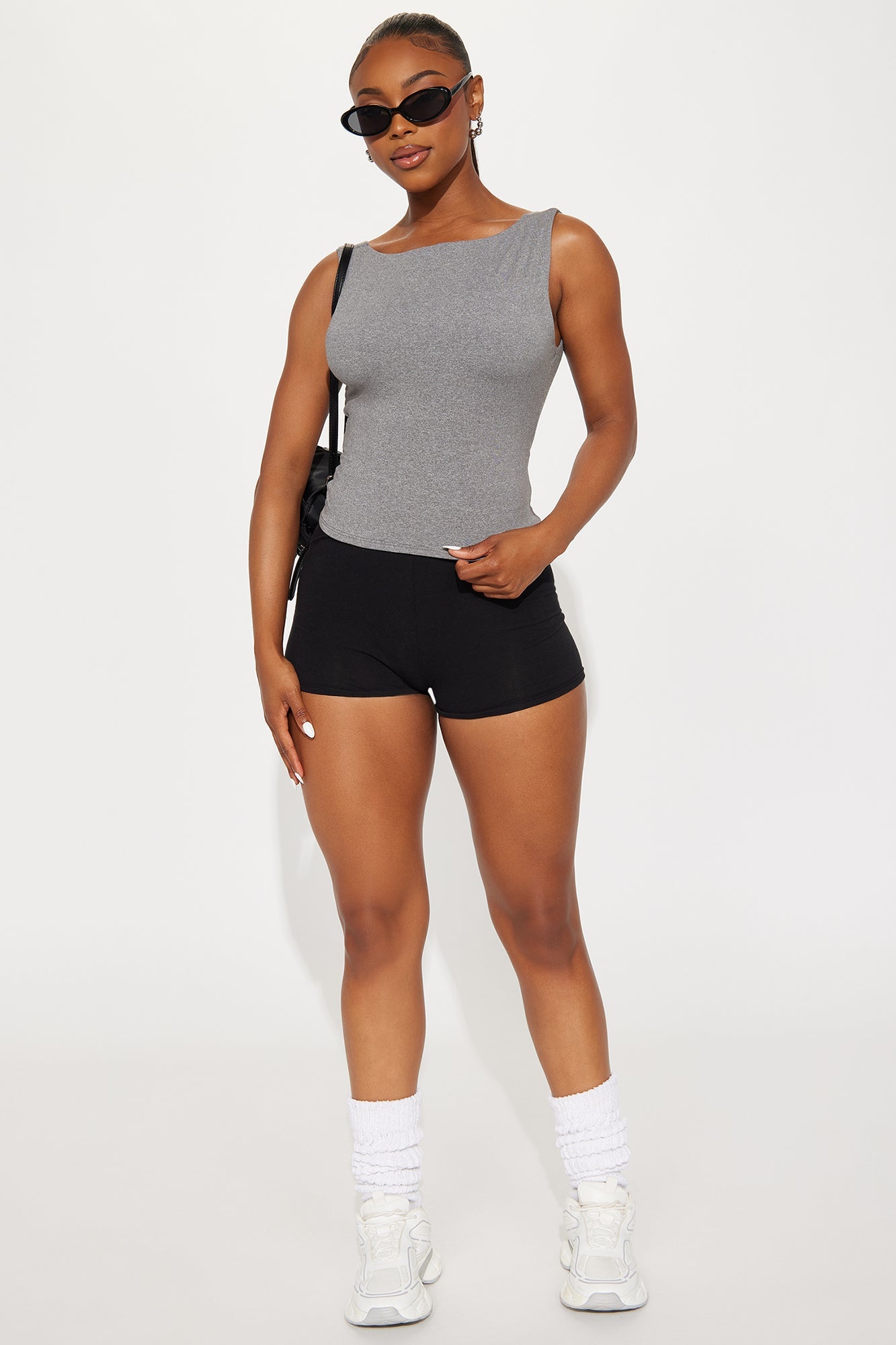 Collette Sleeveless Twist Top - Heather Grey