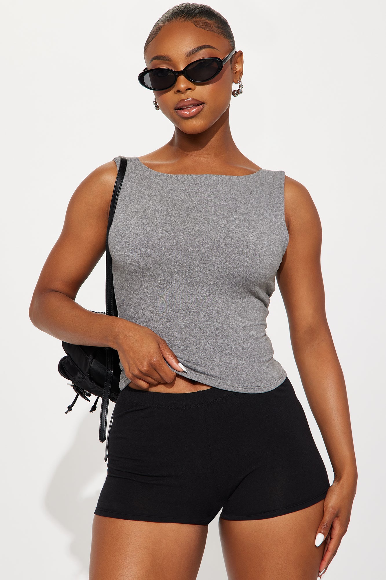 Collette Sleeveless Twist Top - Heather Grey