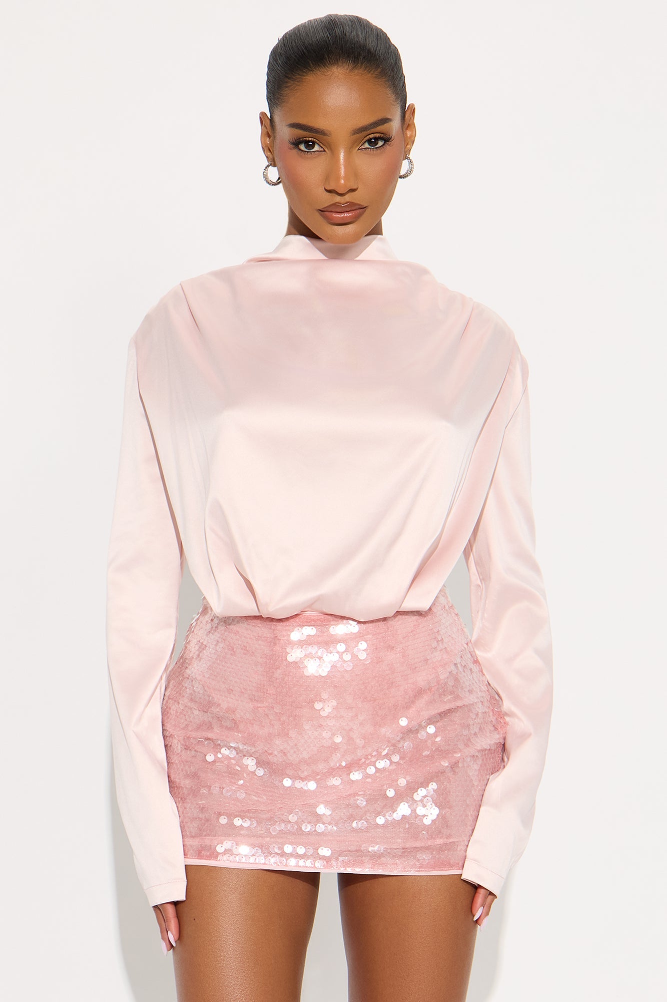 Alessandra Satin Bodysuit - Blush