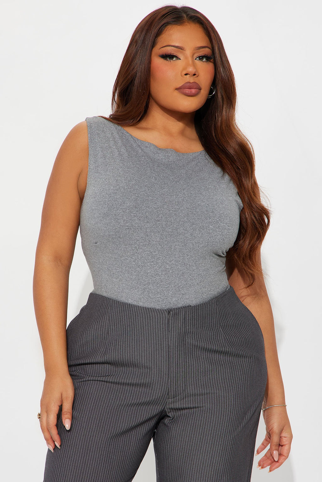 Collette Sleeveless Twist Top - Heather Grey