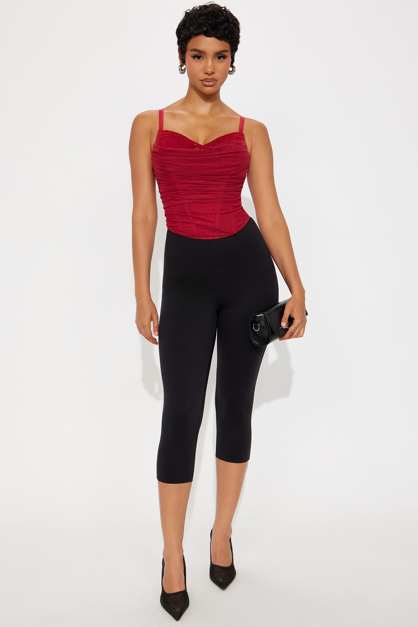 Always And Forever Cowl Neck Corset Top - Red