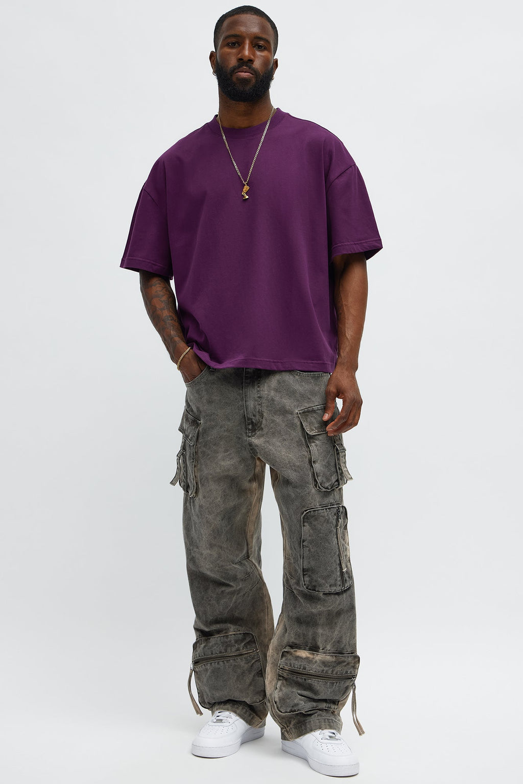 Premium Boxy Cropped Soft Cotton Tee - Plum