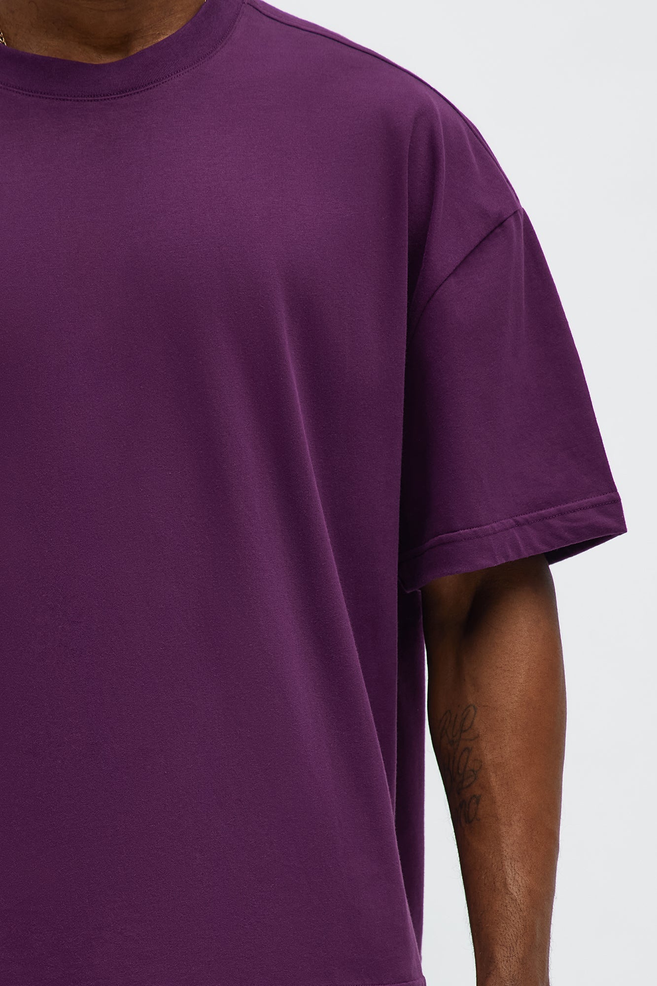 Premium Boxy Cropped Soft Cotton Tee - Plum