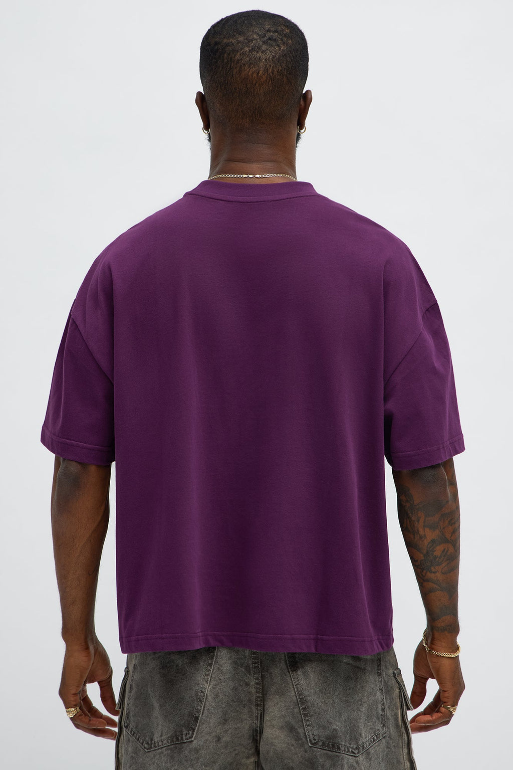 Premium Boxy Cropped Soft Cotton Tee - Plum