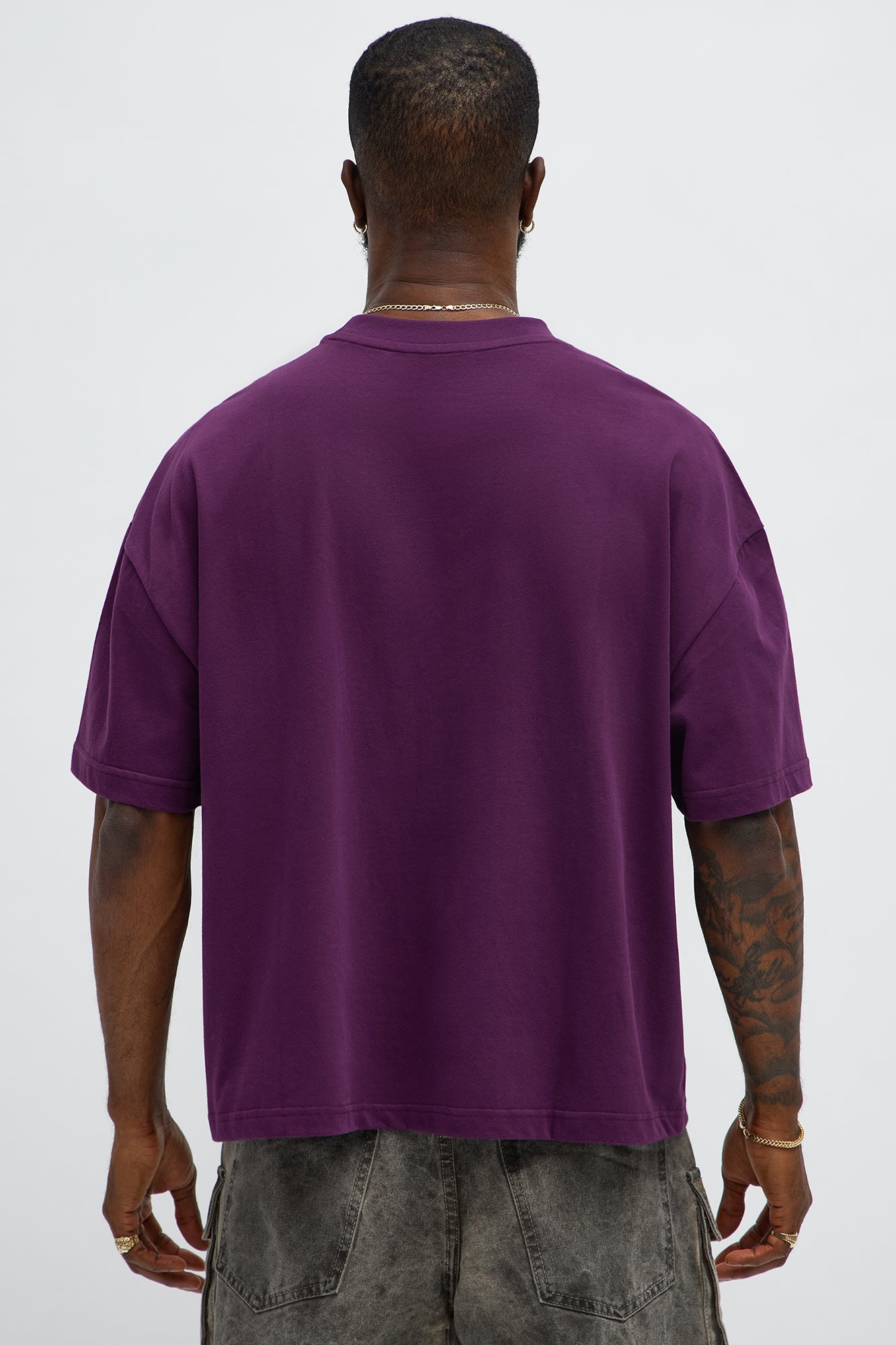 Premium Boxy Cropped Soft Cotton Tee - Plum