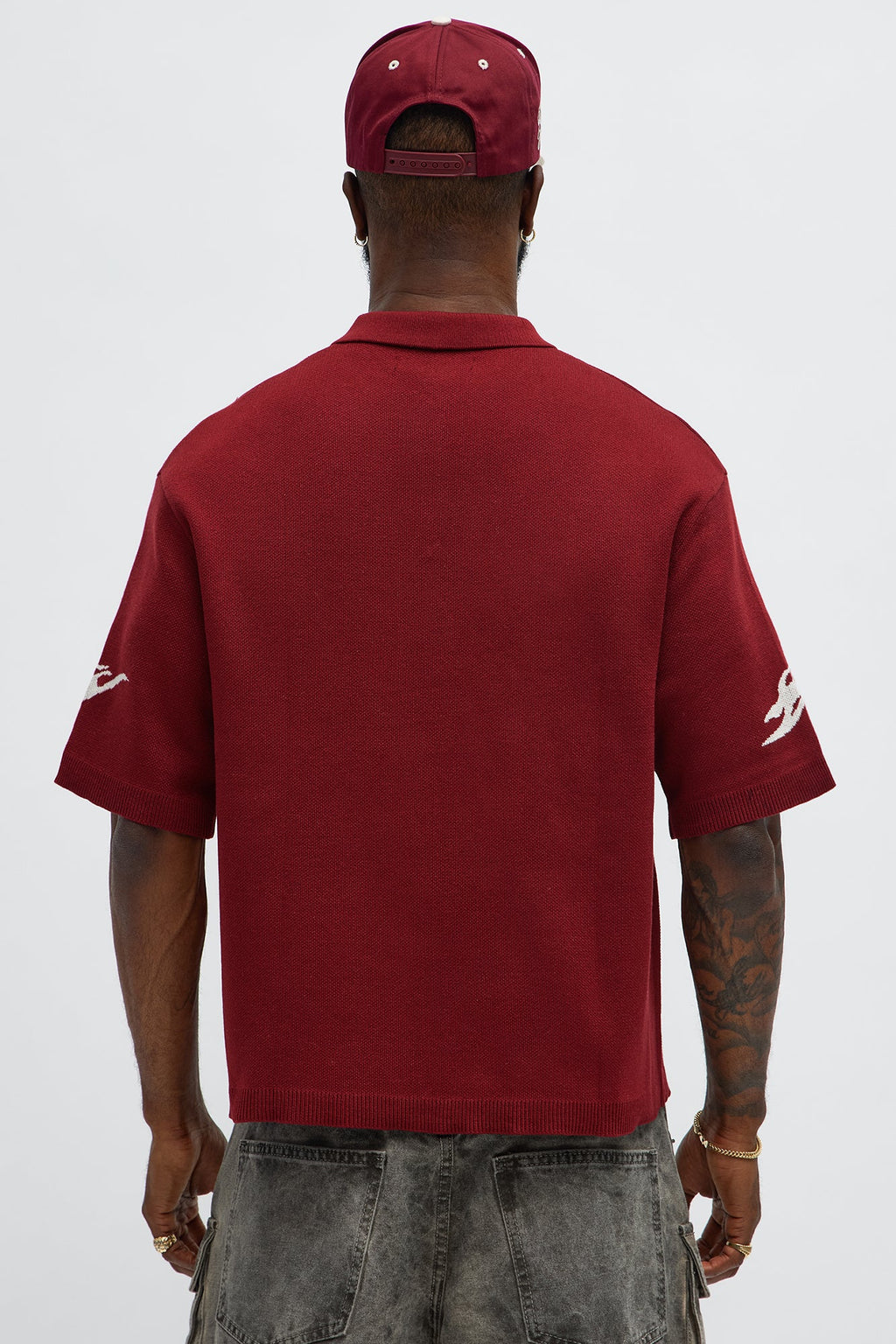 Regular Fit 13 Button Up Sweater Shirt - Red/White
