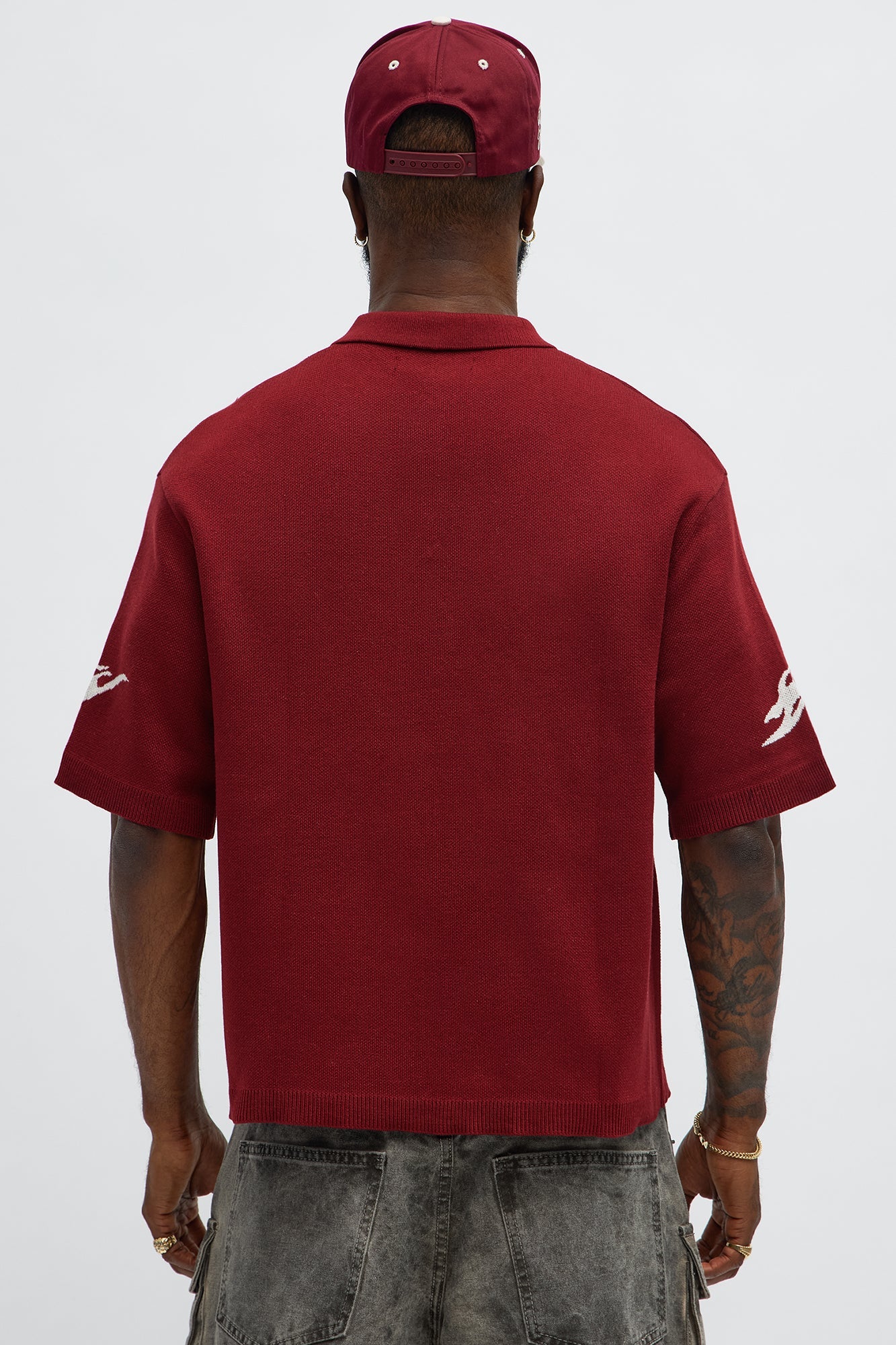 Regular Fit 13 Button Up Sweater Shirt - Red/White