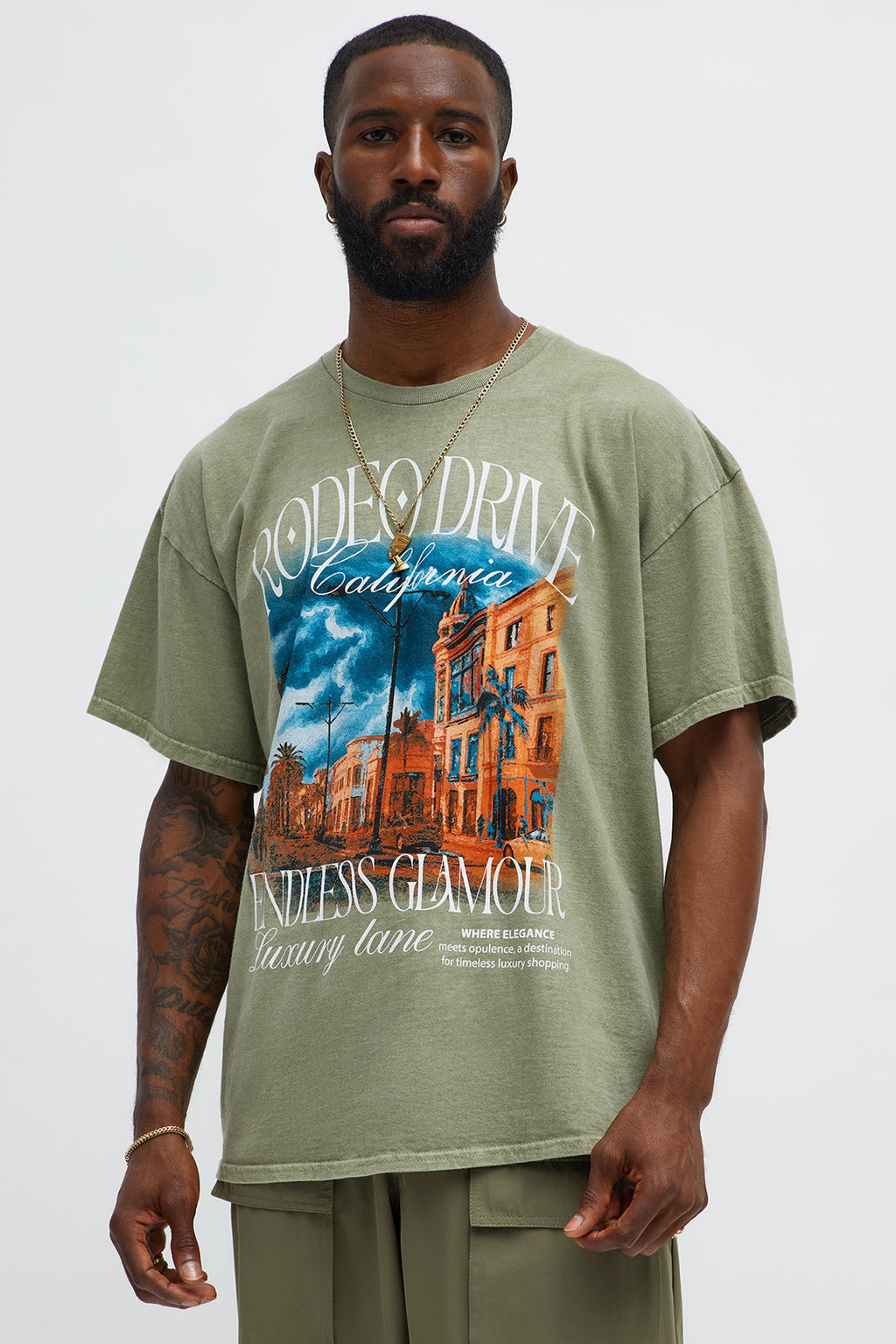 Endless Glamour Oversized Short Sleeve Tee - Olive