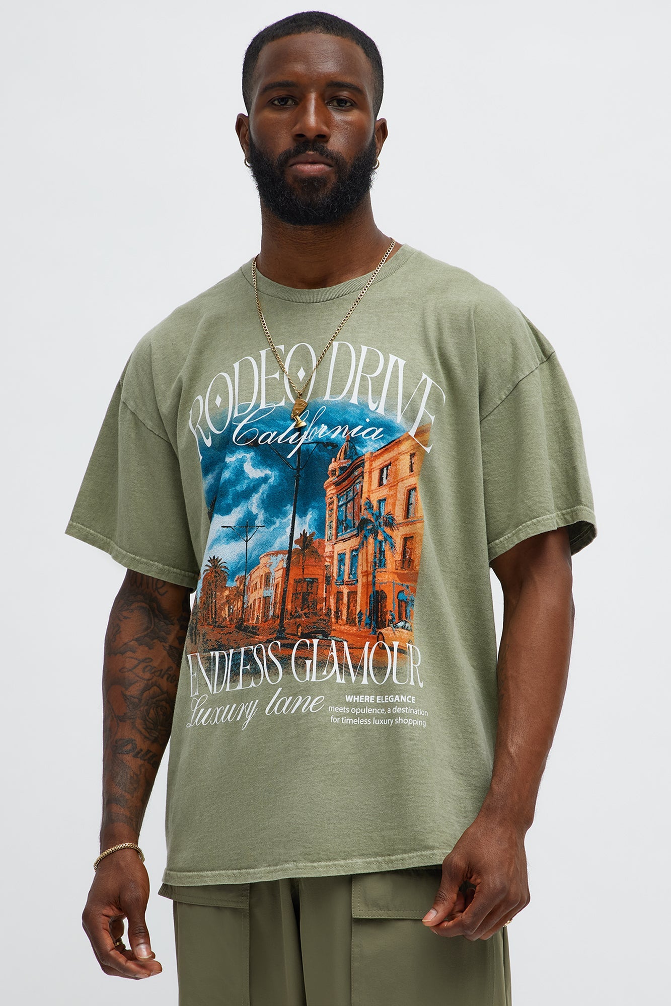 Endless Glamour Oversized Short Sleeve Tee - Olive