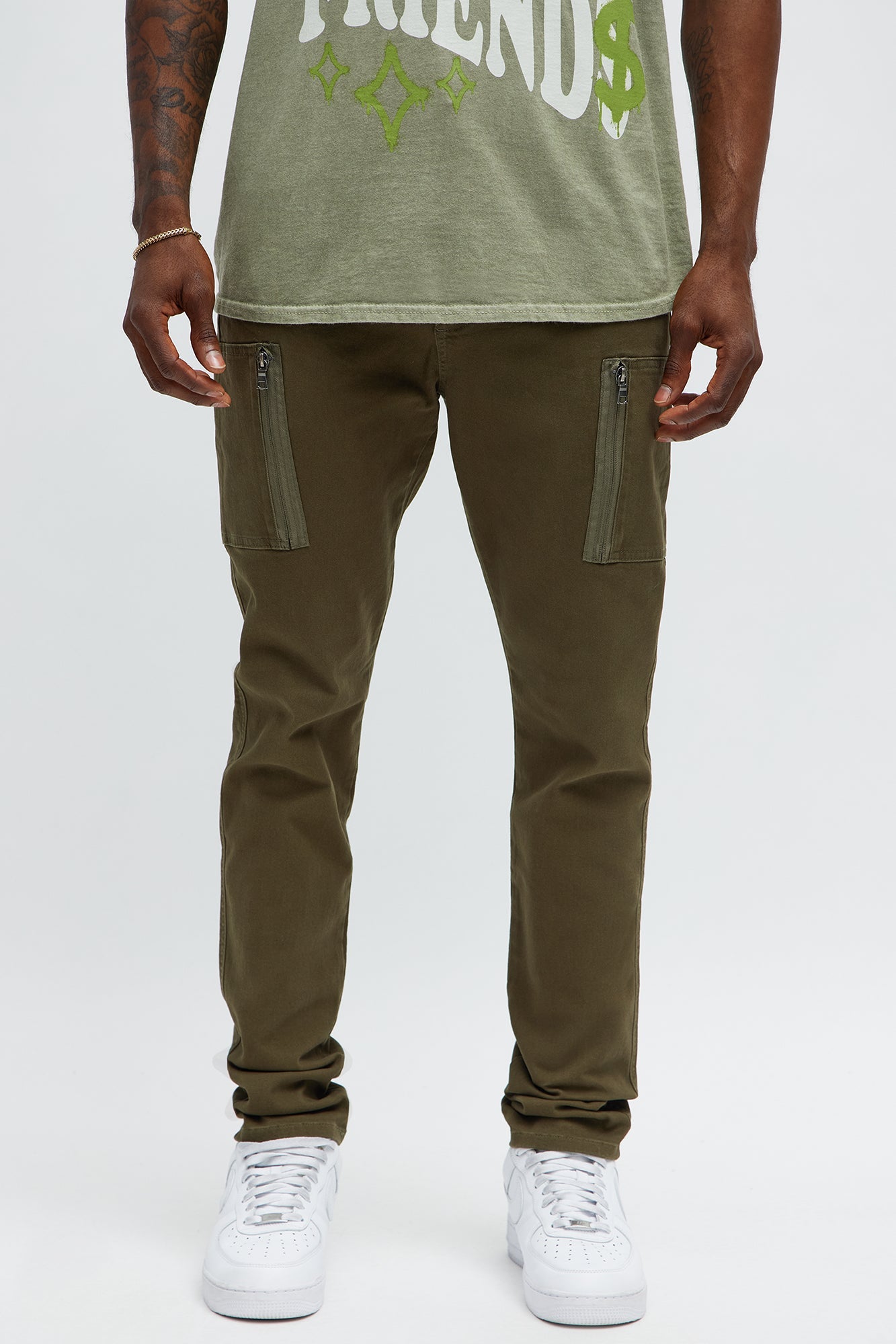 Skinny Got Me There Zipper Pocket Pants - Green