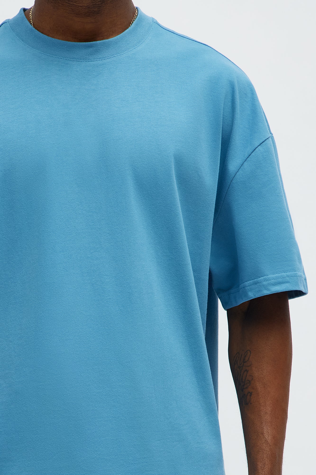 Premium Boxy Cropped Soft Cotton Tee - Blue