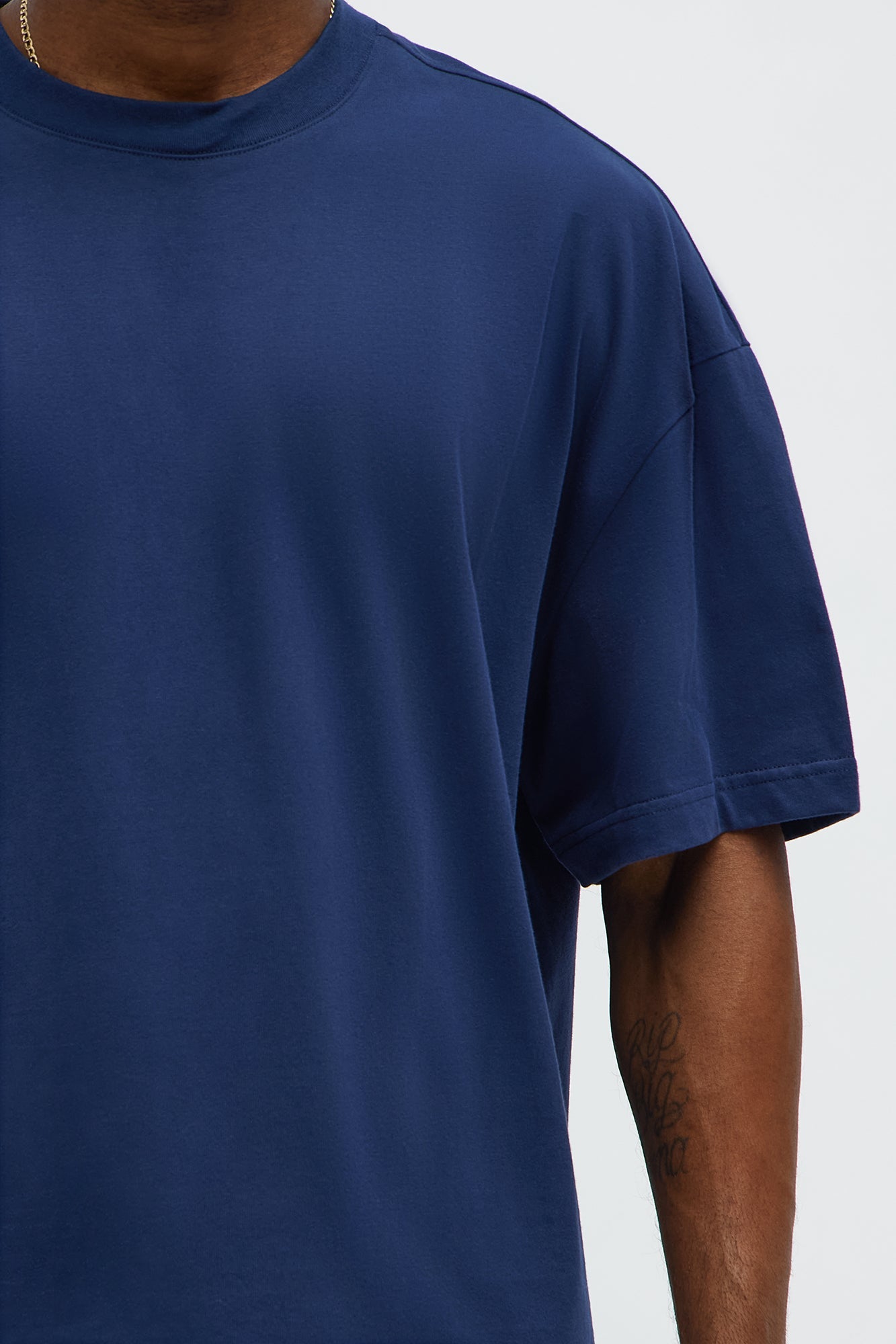 Premium Boxy Cropped Soft Cotton Tee - Navy