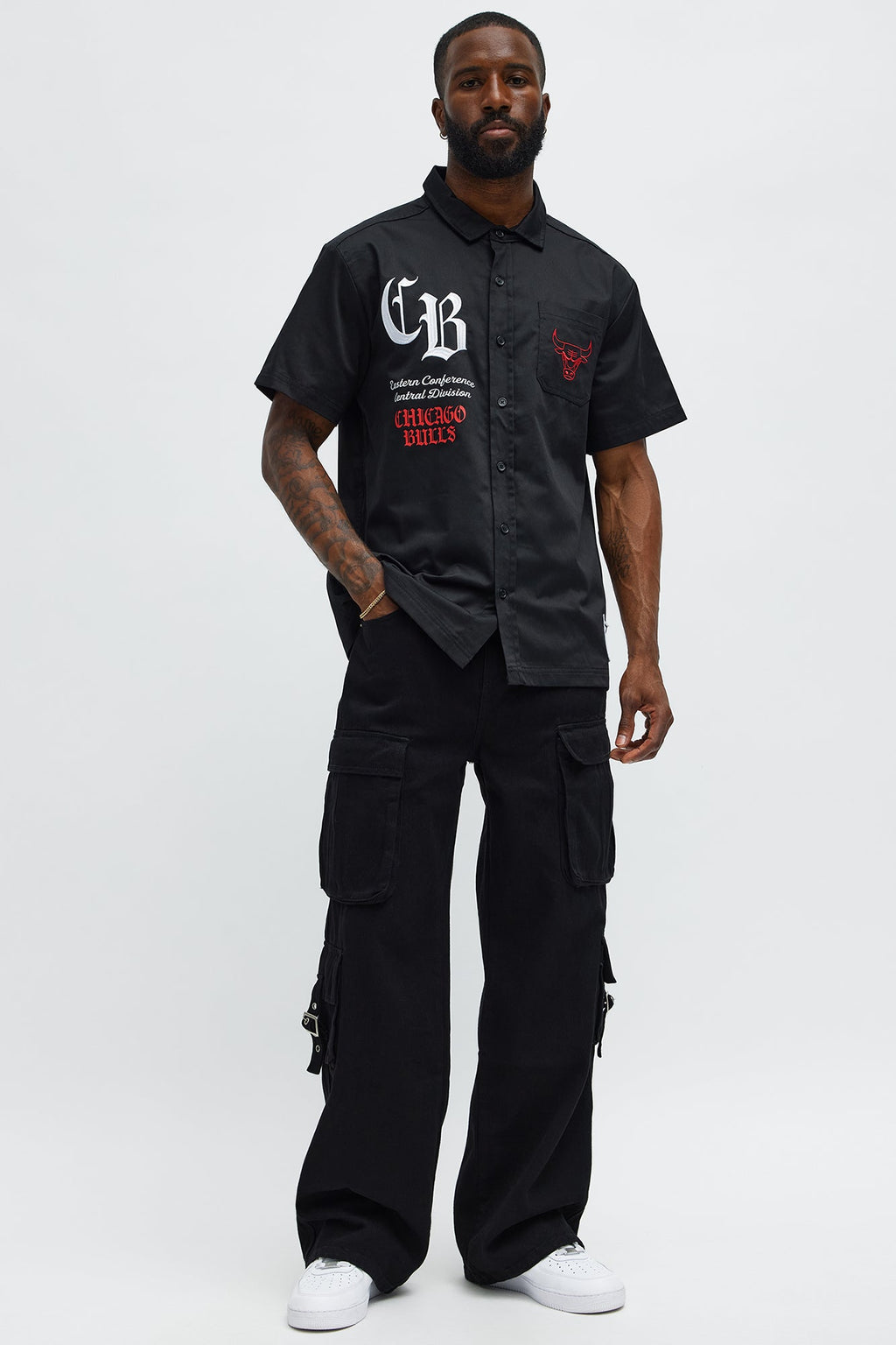 Bulls Regular Fit Button Up Shirt - Black