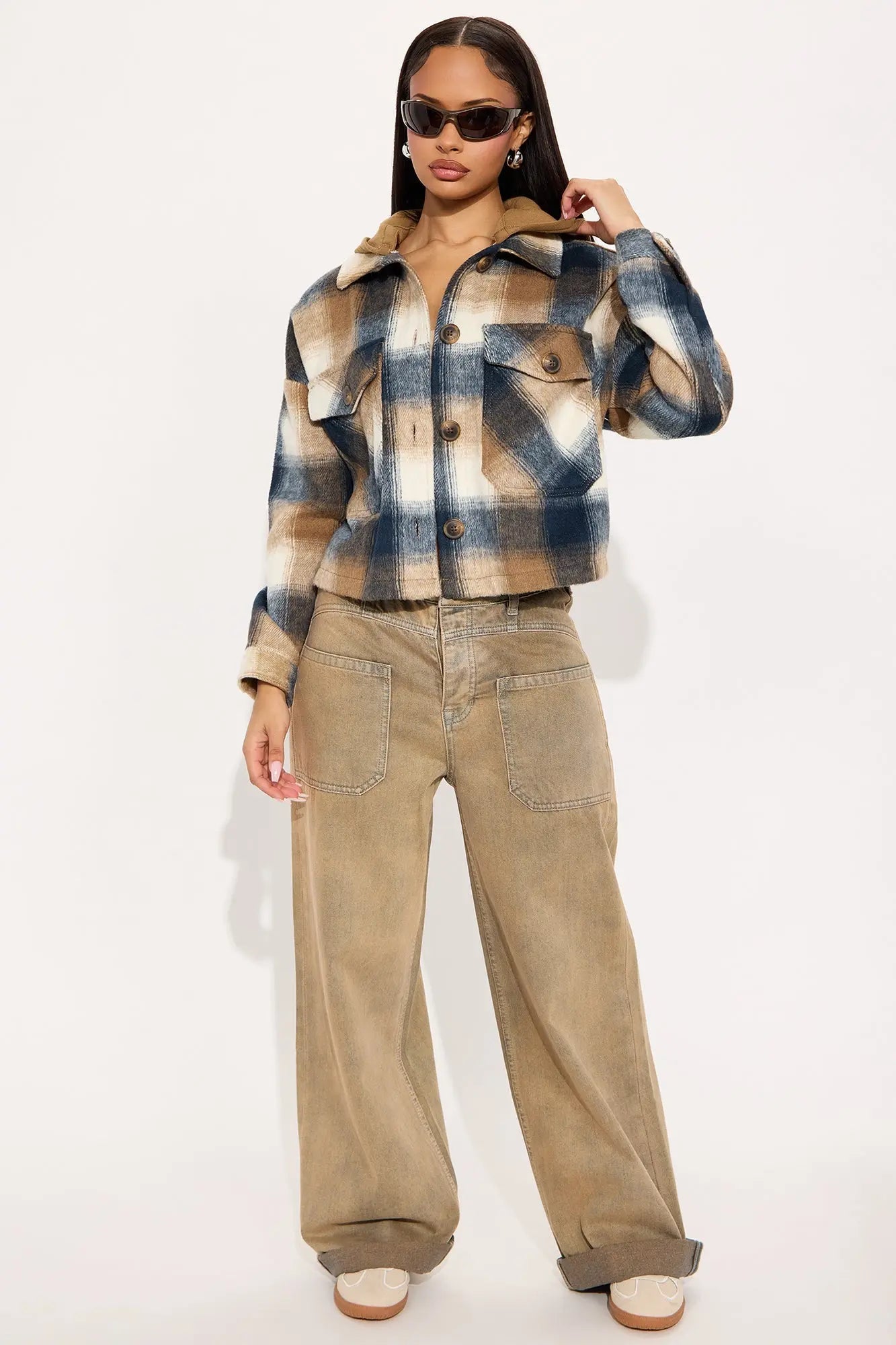 Cabin Comfort Plaid Shacket - Black/combo 