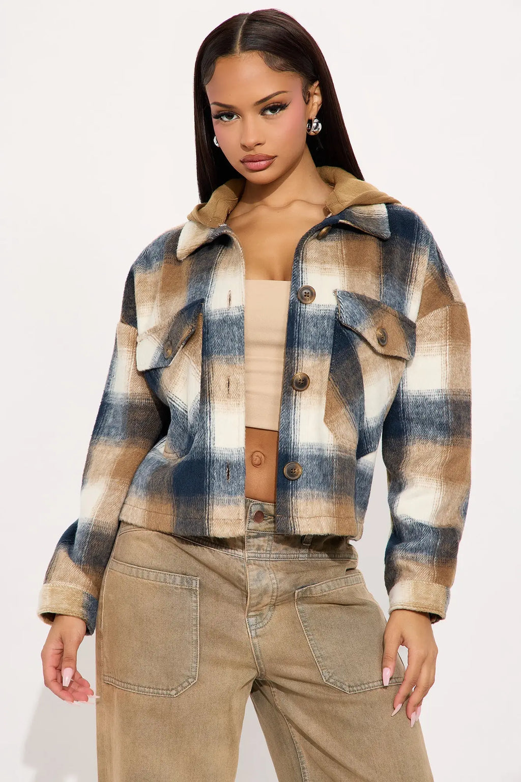 Cabin Comfort Plaid Shacket - Black/combo 
