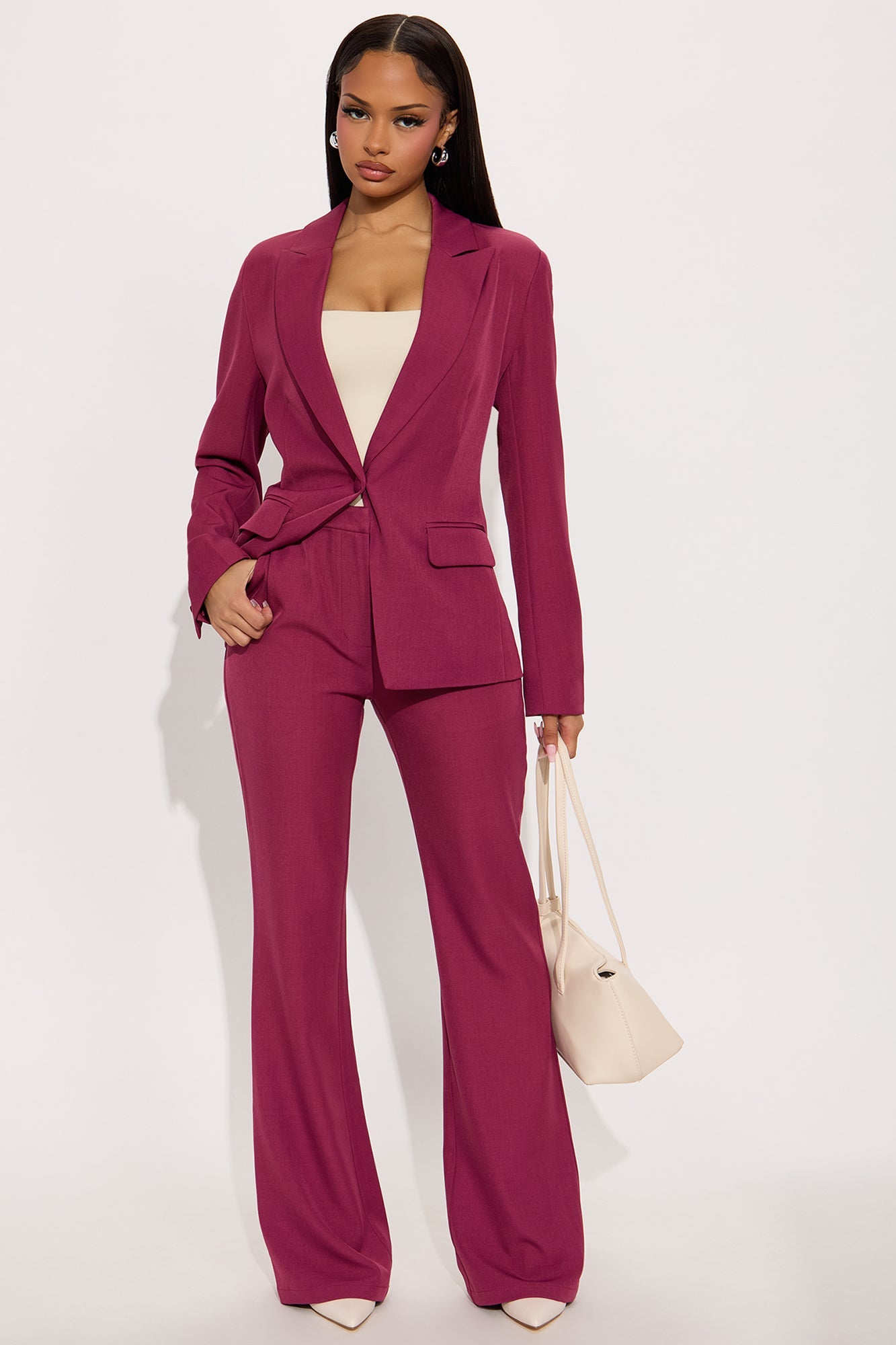 Breaking Even Flare Trouser - Raspberry