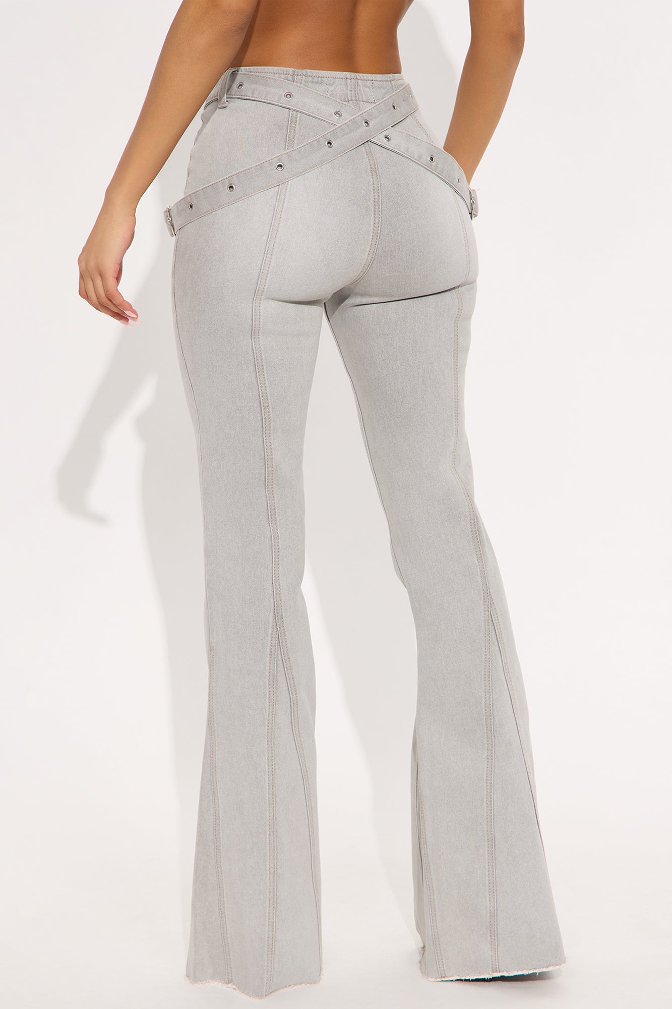 Meet Me Later Soft Stretch Flare Jeans - Grey