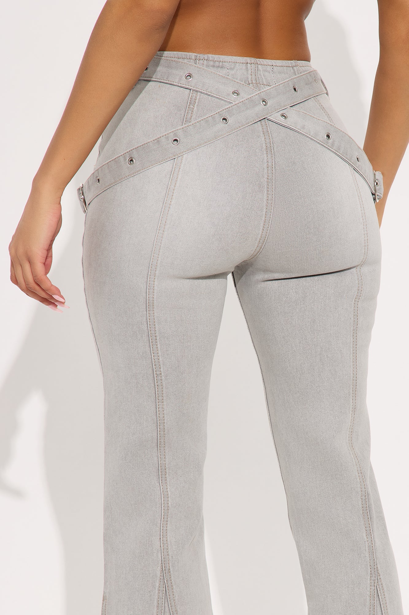 Meet Me Later Soft Stretch Flare Jeans - Grey