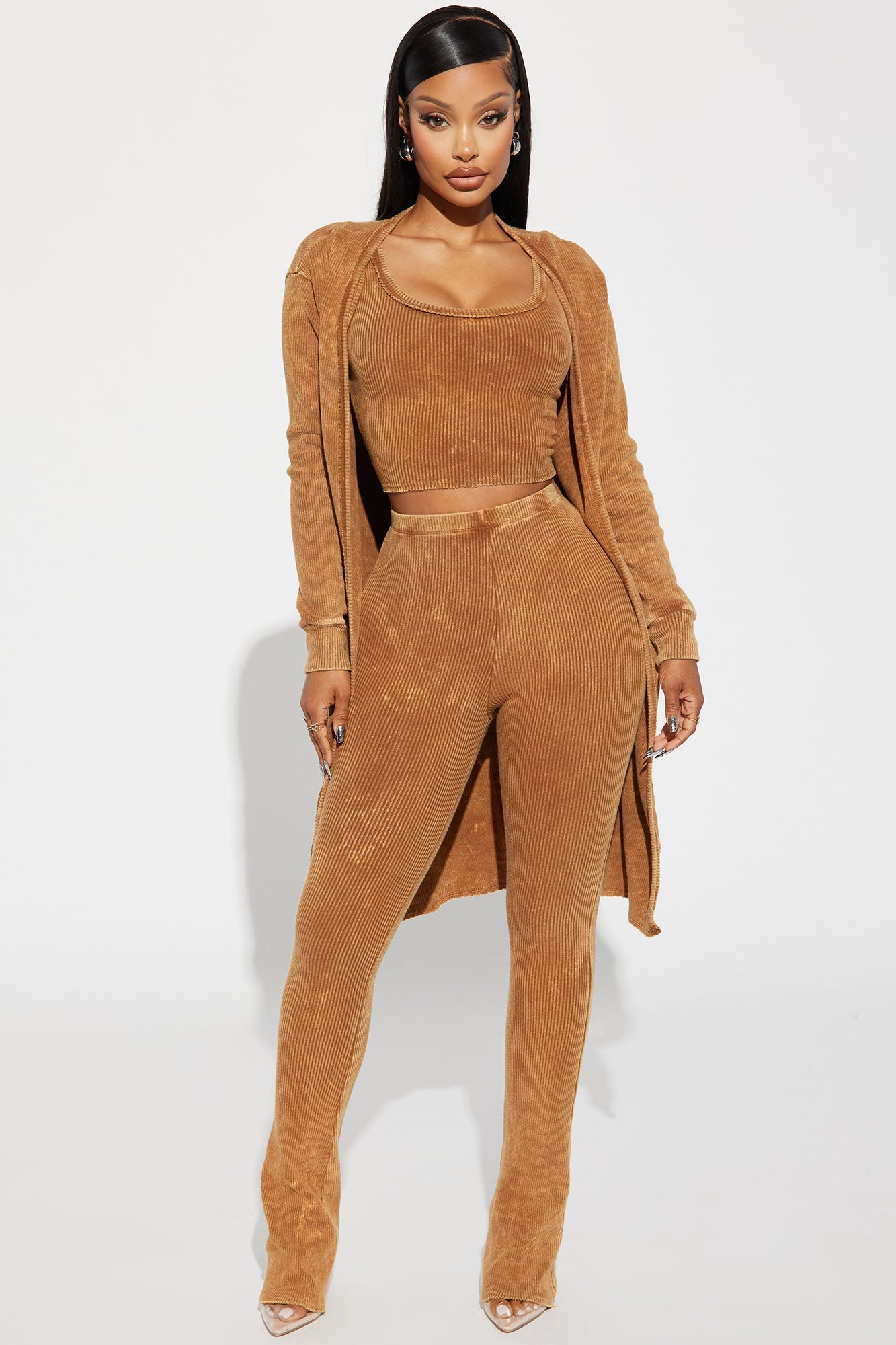 Mallory Mineral Wash 3 Piece Pant Set - Mocha