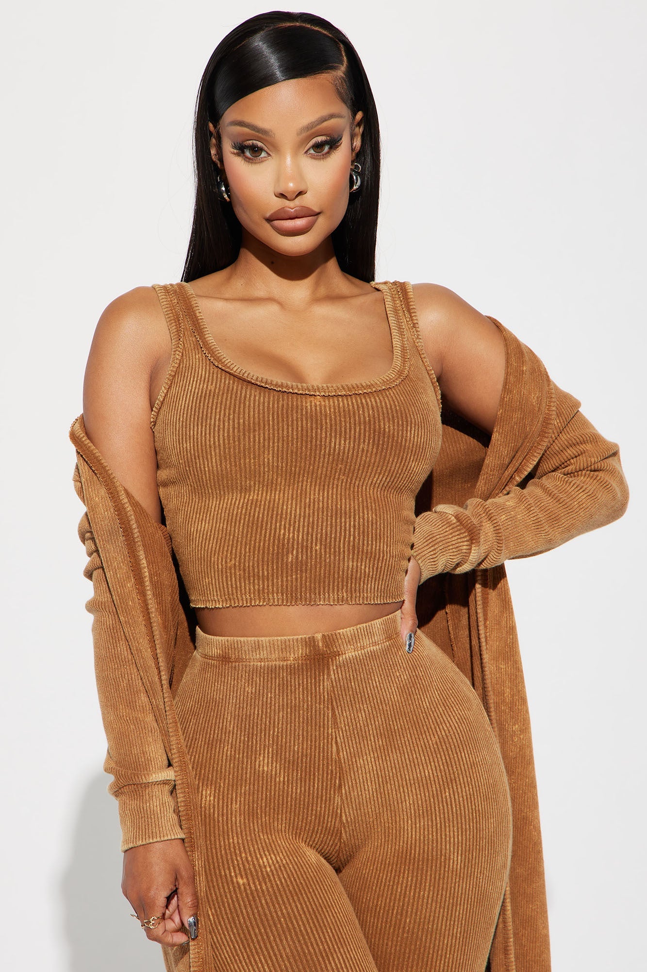 Mallory Mineral Wash 3 Piece Pant Set - Mocha