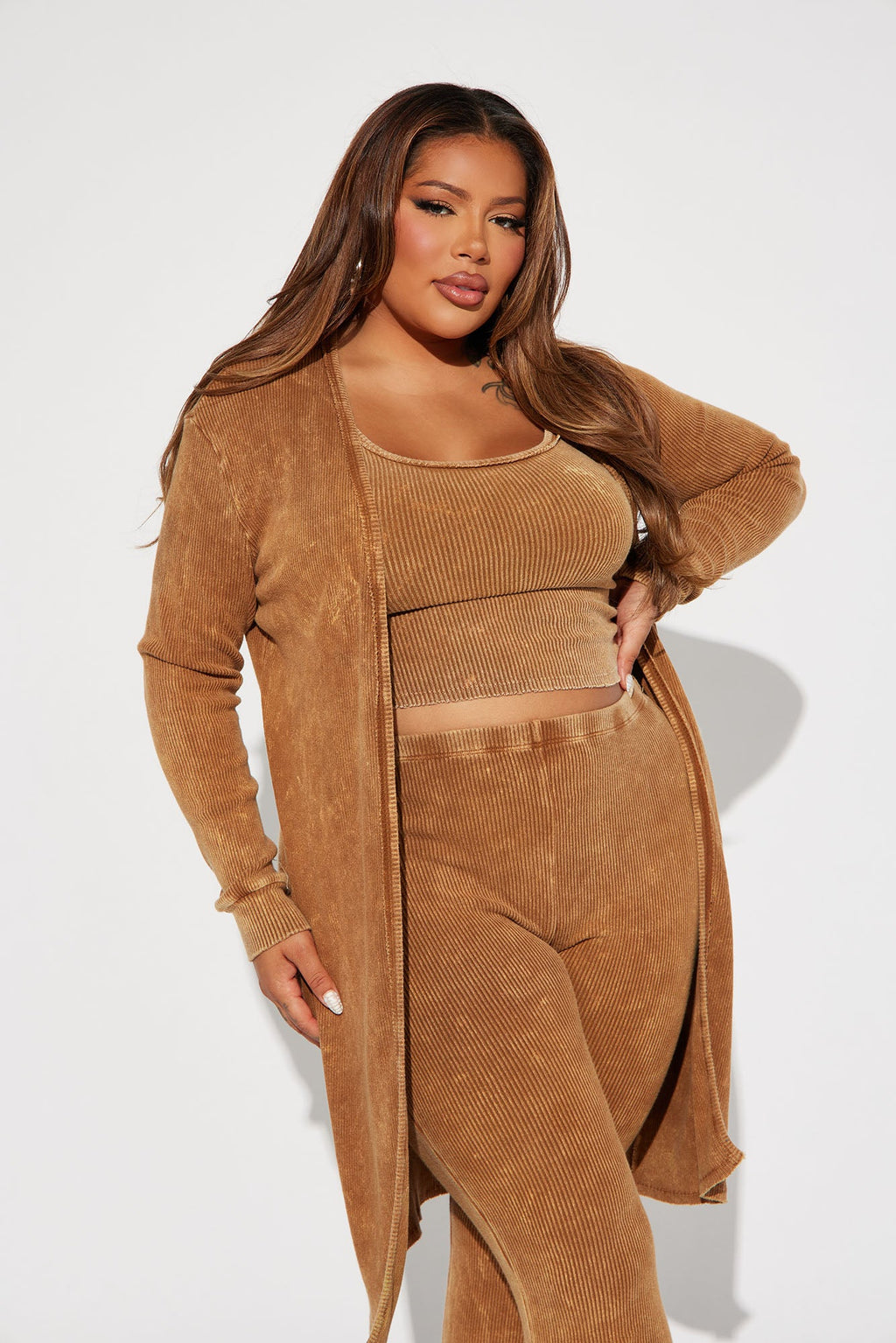Mallory Mineral Wash 3 Piece Pant Set - Mocha
