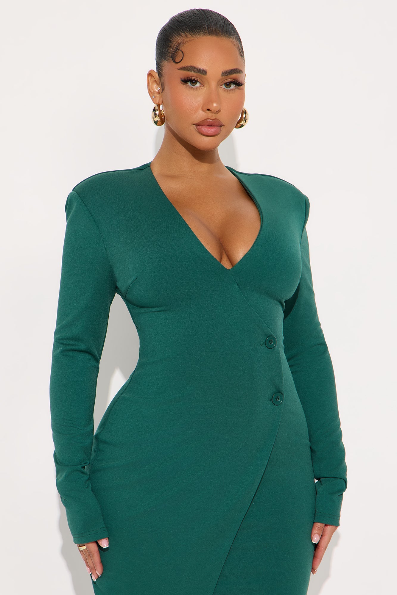 Myla Long Sleeve Midi Dress - Hunter