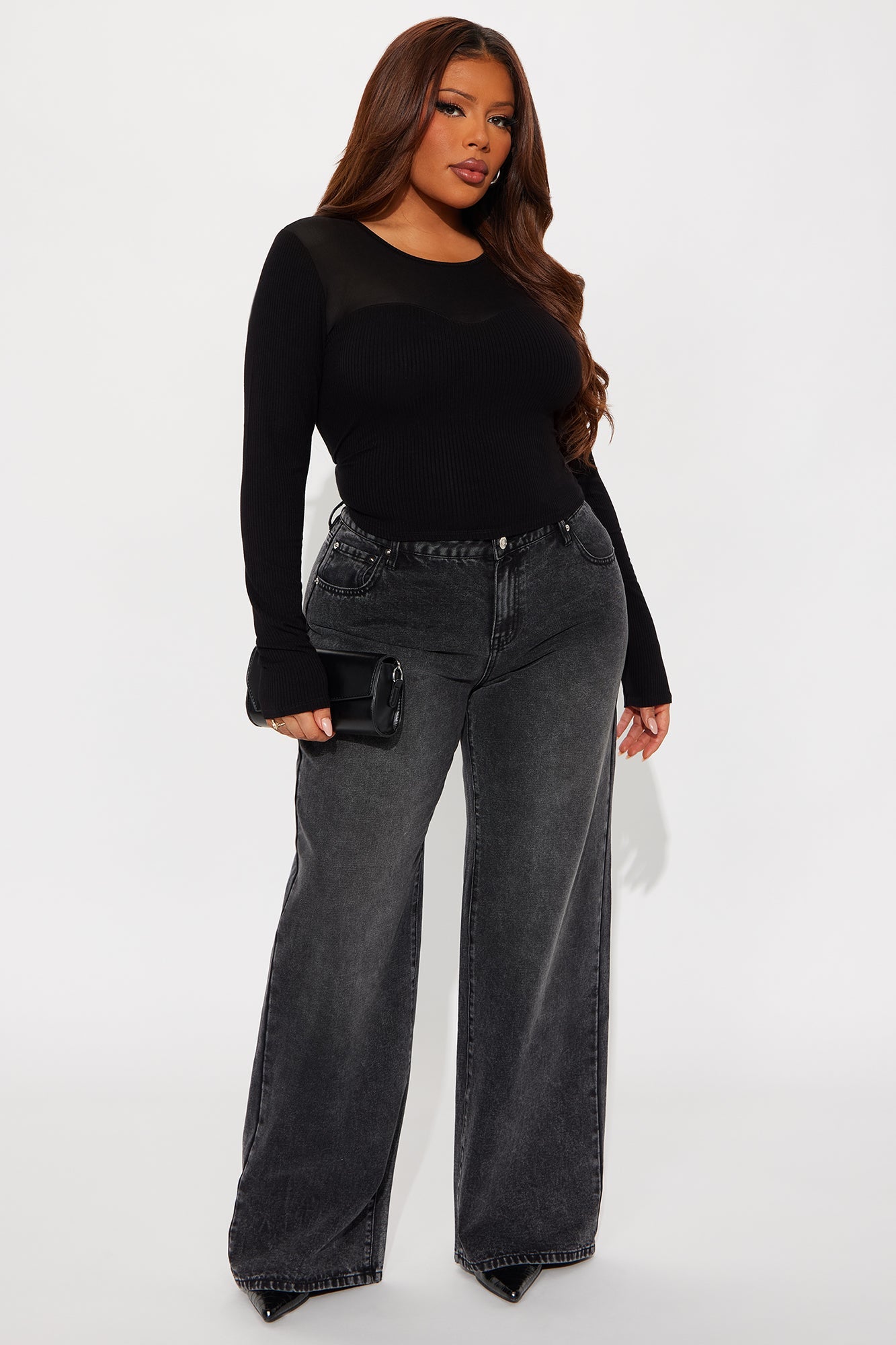 Tasha Mesh Long Sleeve Top - Black