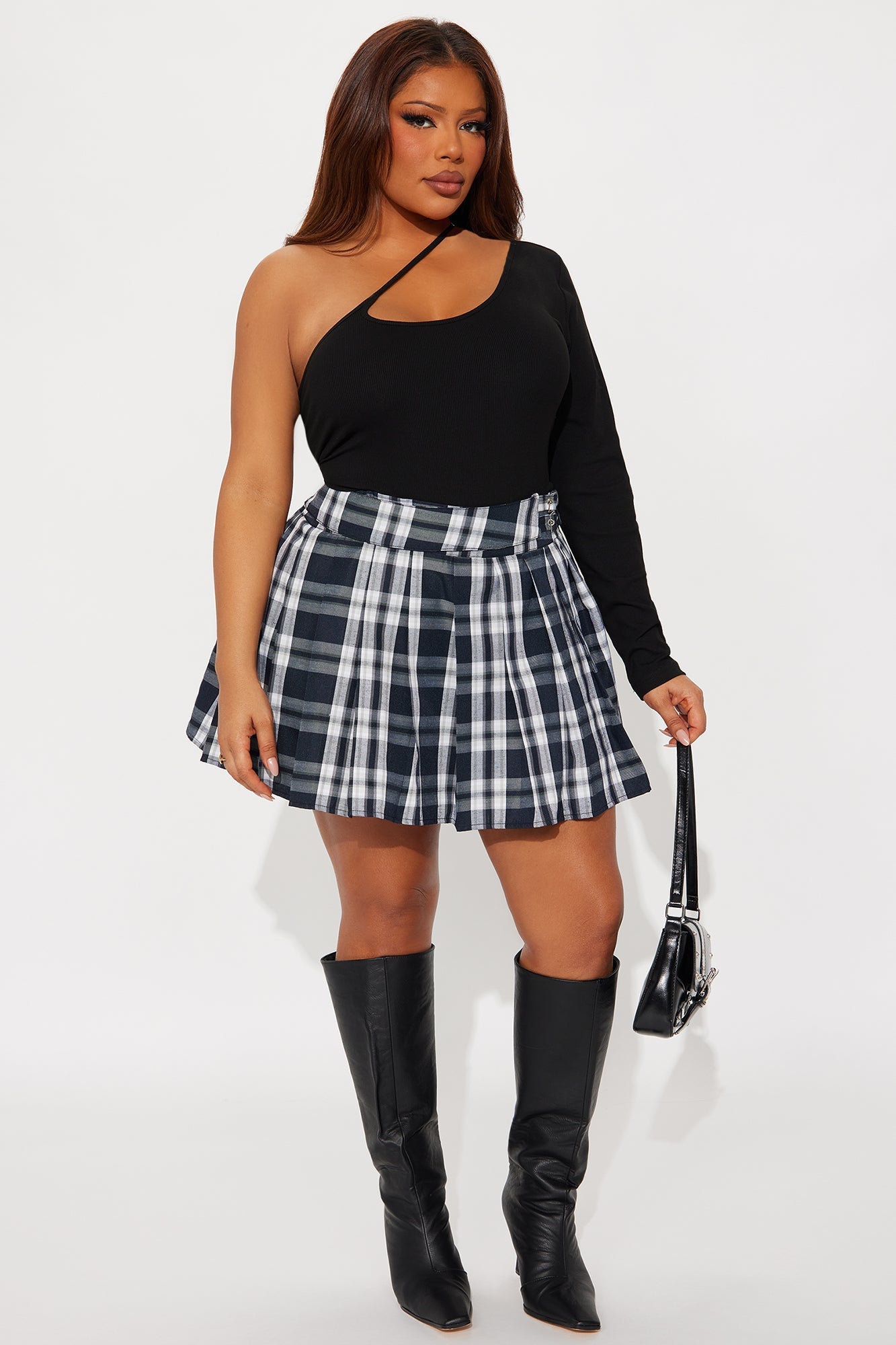 Schoolhouse Hottie Pleated Mini Skirt - Black/combo