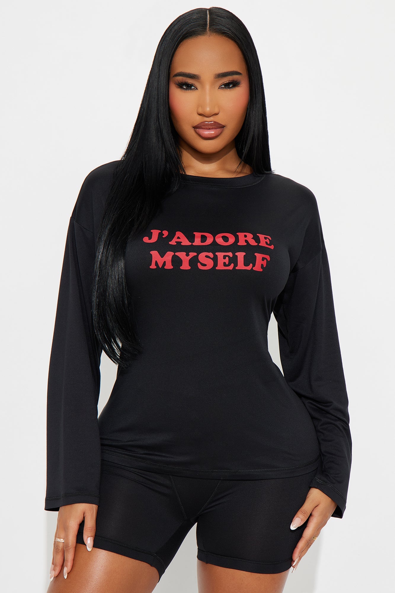 J'adore Myself PJ Boxer Short Set - Black/Red