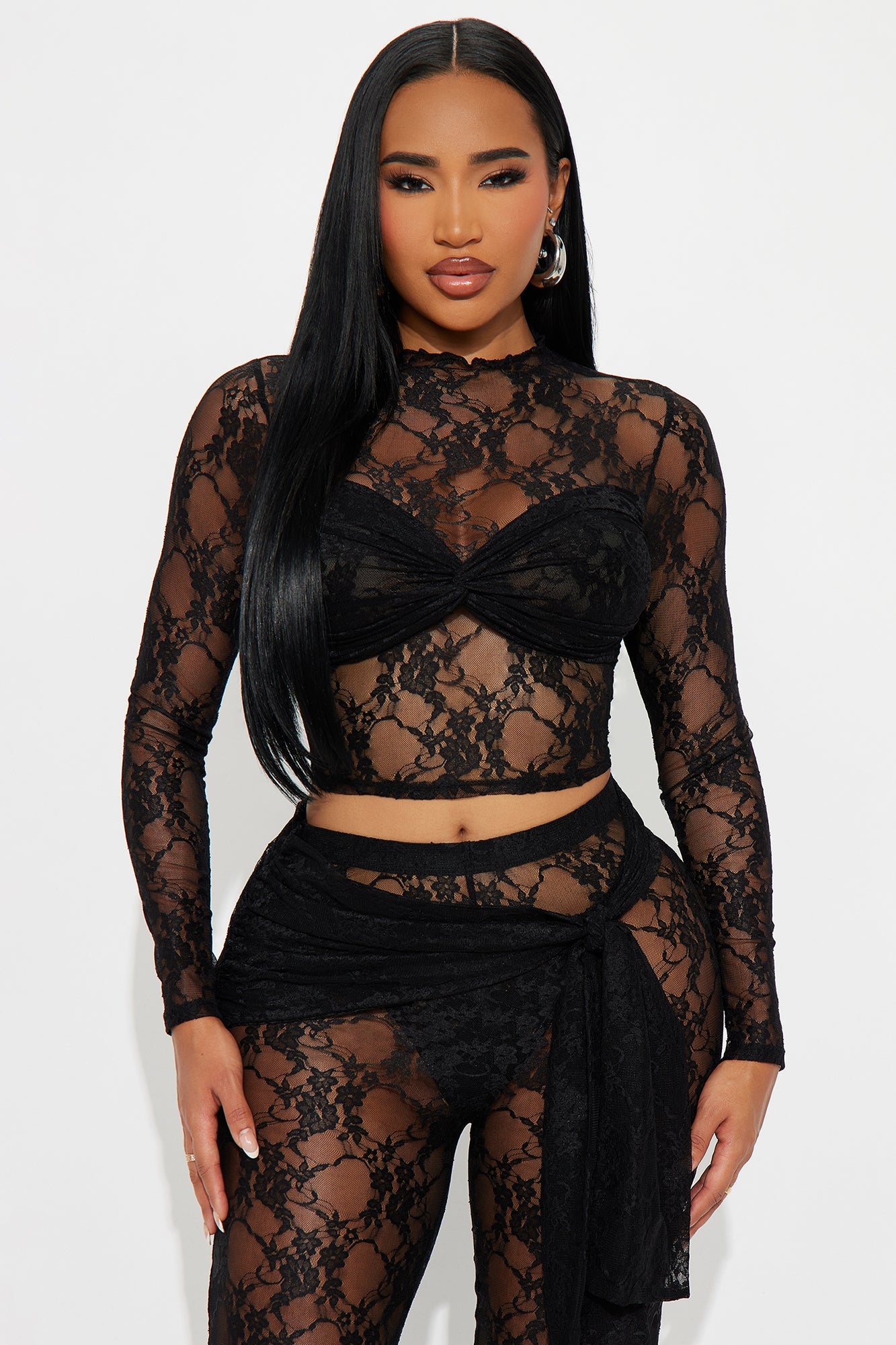Rosalia Lace Pant Set - Black 
