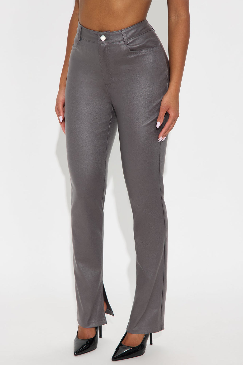 Gia Faux Leather Skinny Pant - Charcoal