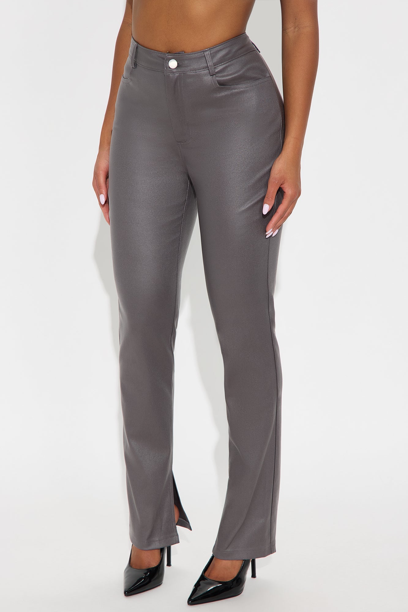 Gia Faux Leather Skinny Pant - Charcoal
