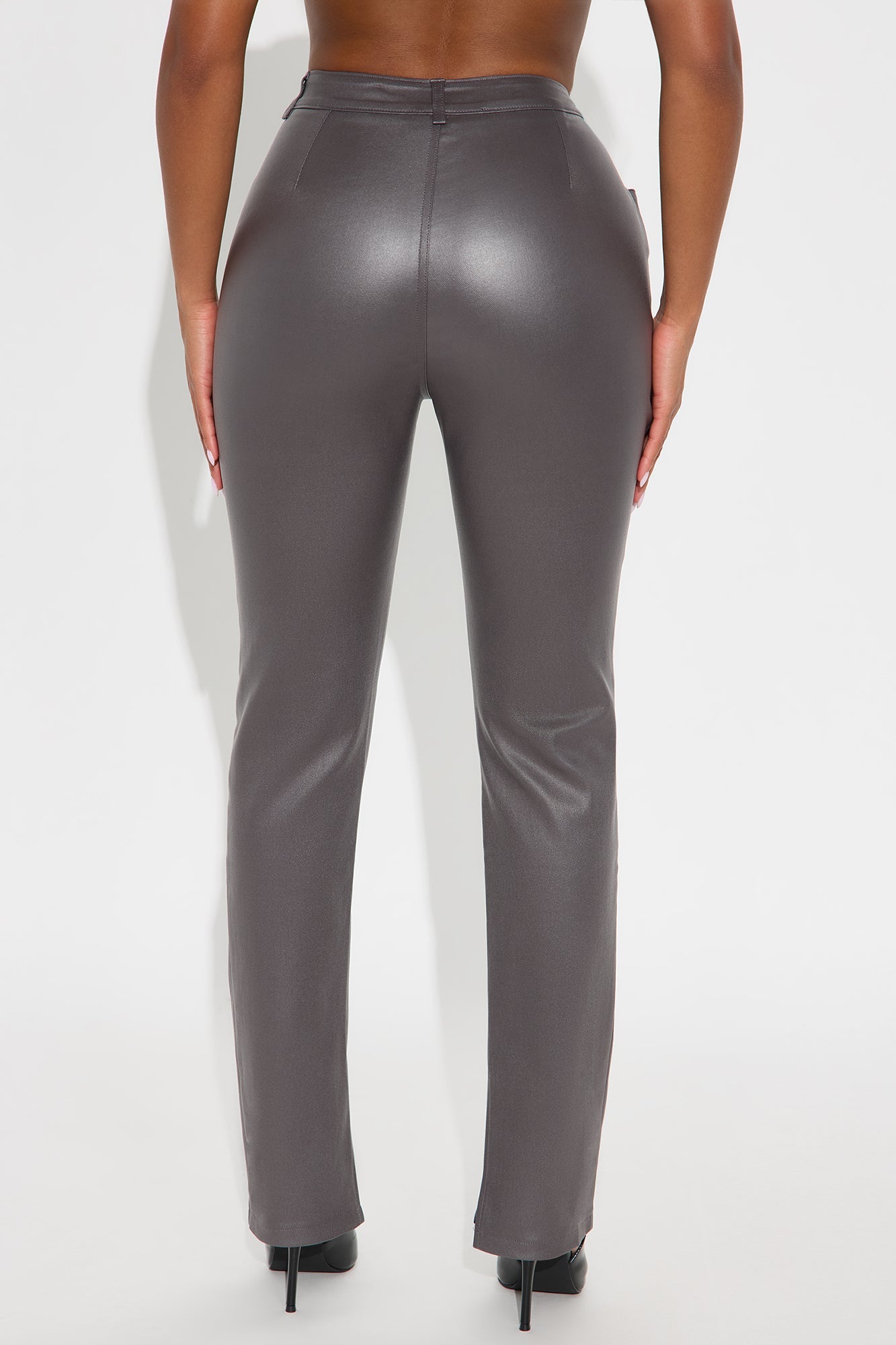 Gia Faux Leather Skinny Pant - Charcoal