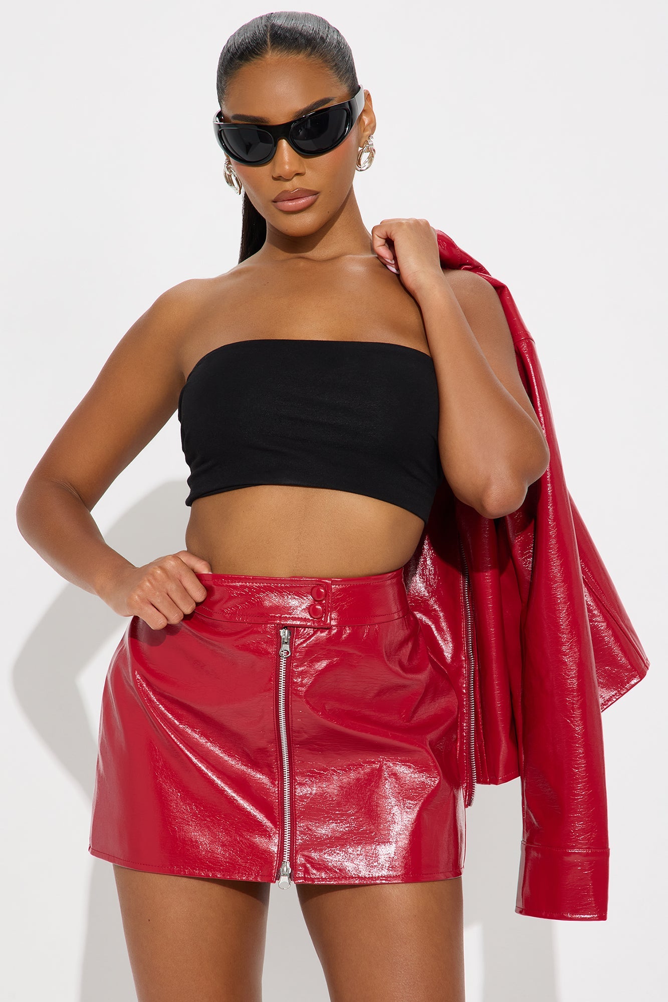 Tessa Faux Leather Mini Skirt - Red