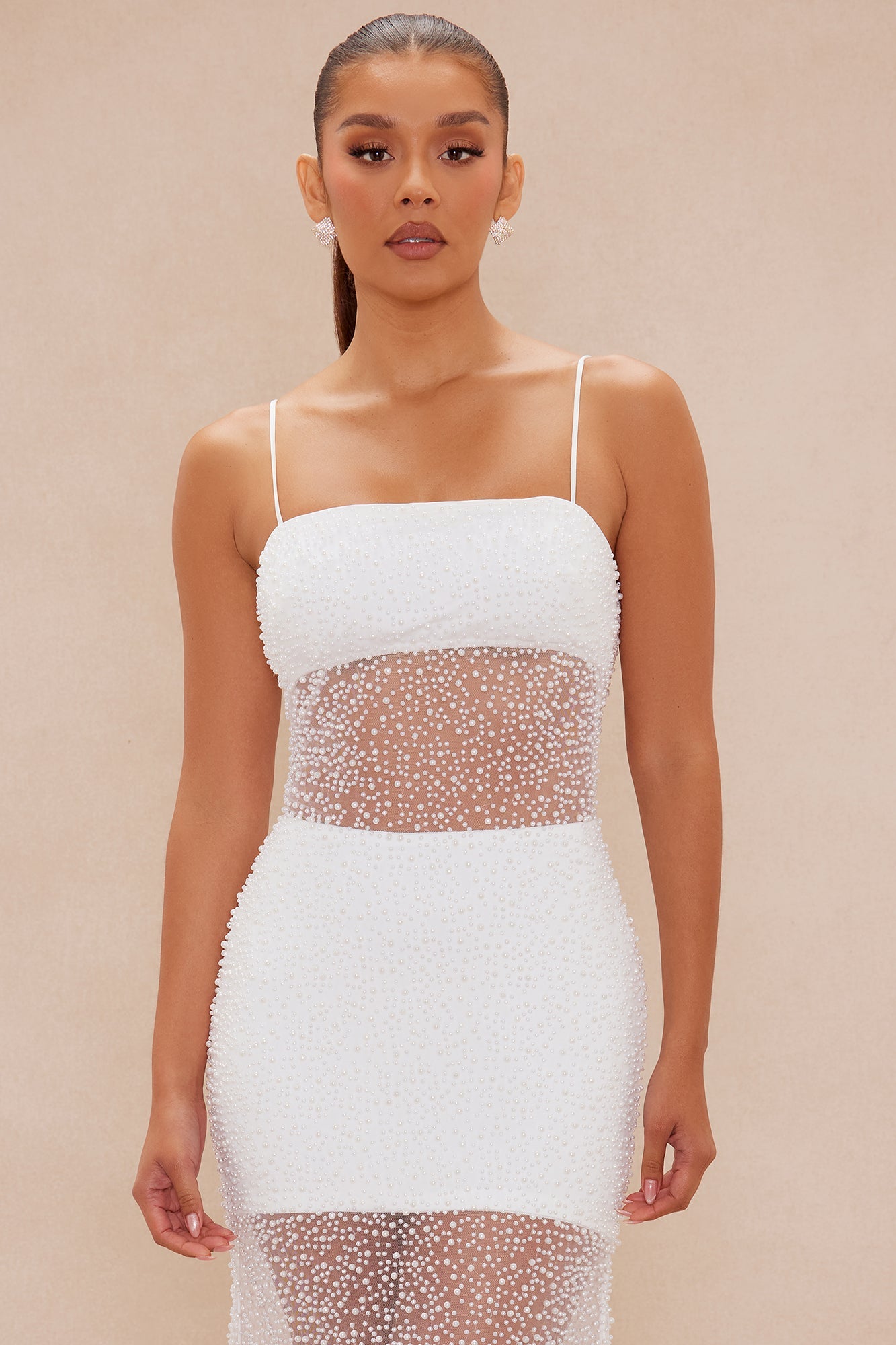 Aylani Beaded Maxi Dress - White