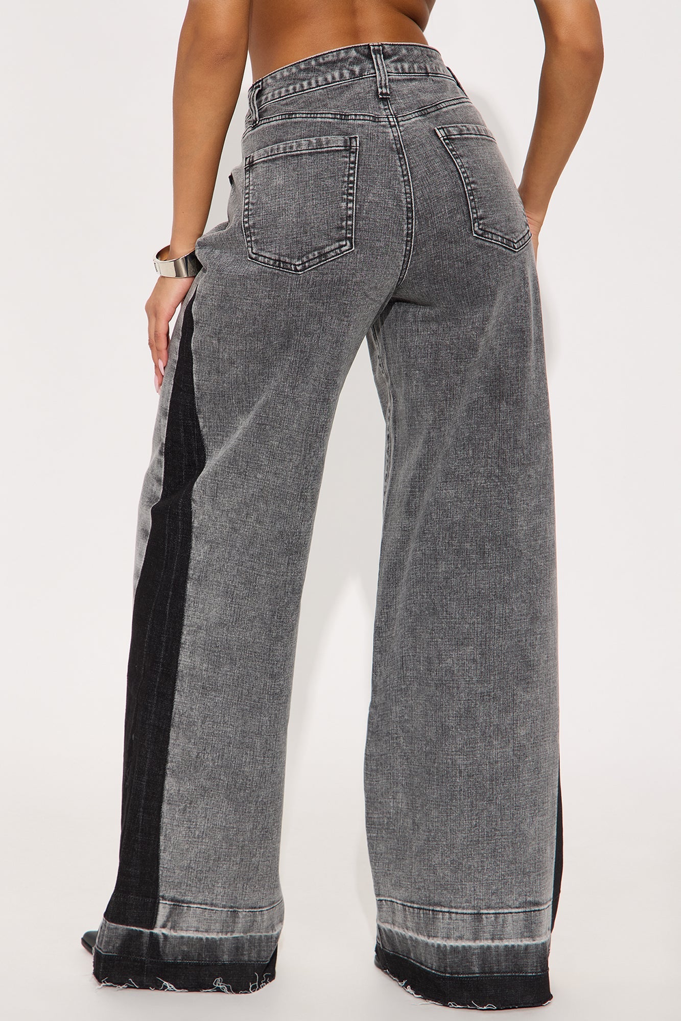 Think Twice Stretch Wide Leg Jeans - Black Wash